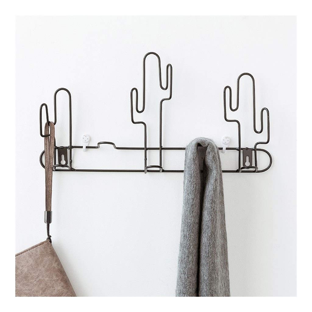 Stylish Iron Cactus Wall Hooks - Decorative Coat & Key Hangers for Home Organization | Perfect for Entryway, Bedroom & Bathroom | Black Wall Mounted Hooks for Coats, Bags & Clothes