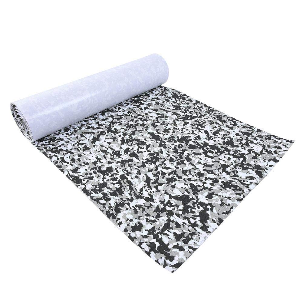 Premium EVA Boat Floor Mat 240x65x0.5cm - Camouflage Teak Design, Seawater-Resistant & Anti-Skid - Self-Adhesive Marine Carpet Pad with Strong Adhesive Tape for Yachts, Boats, Surfboards - Perfect for Deck Protection & Non-Slip Safety (Black & White)
