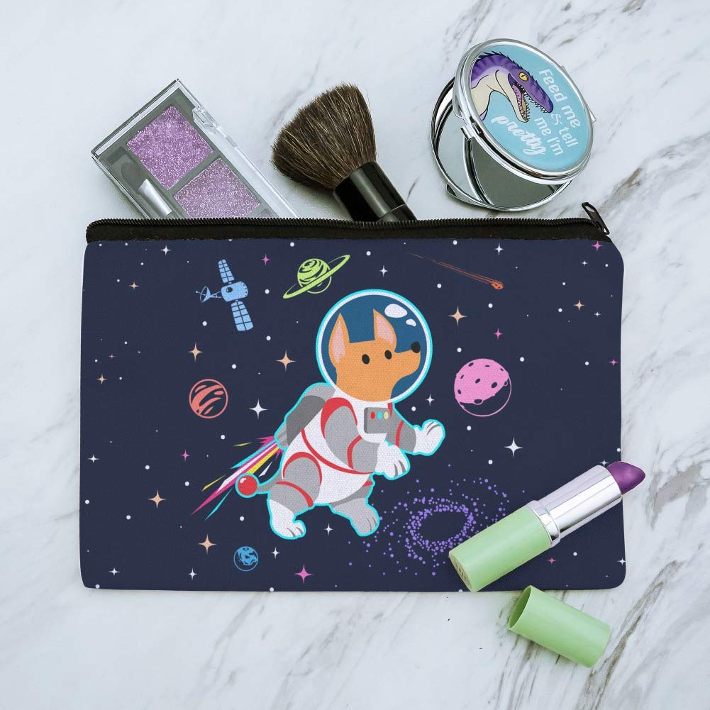 Astronaut Dog Space-Themed Makeup Bag - Cute Cosmetic Organizer Pouch with Planets & Stars Design | Perfect for Travel, School & Cosplay Accessories