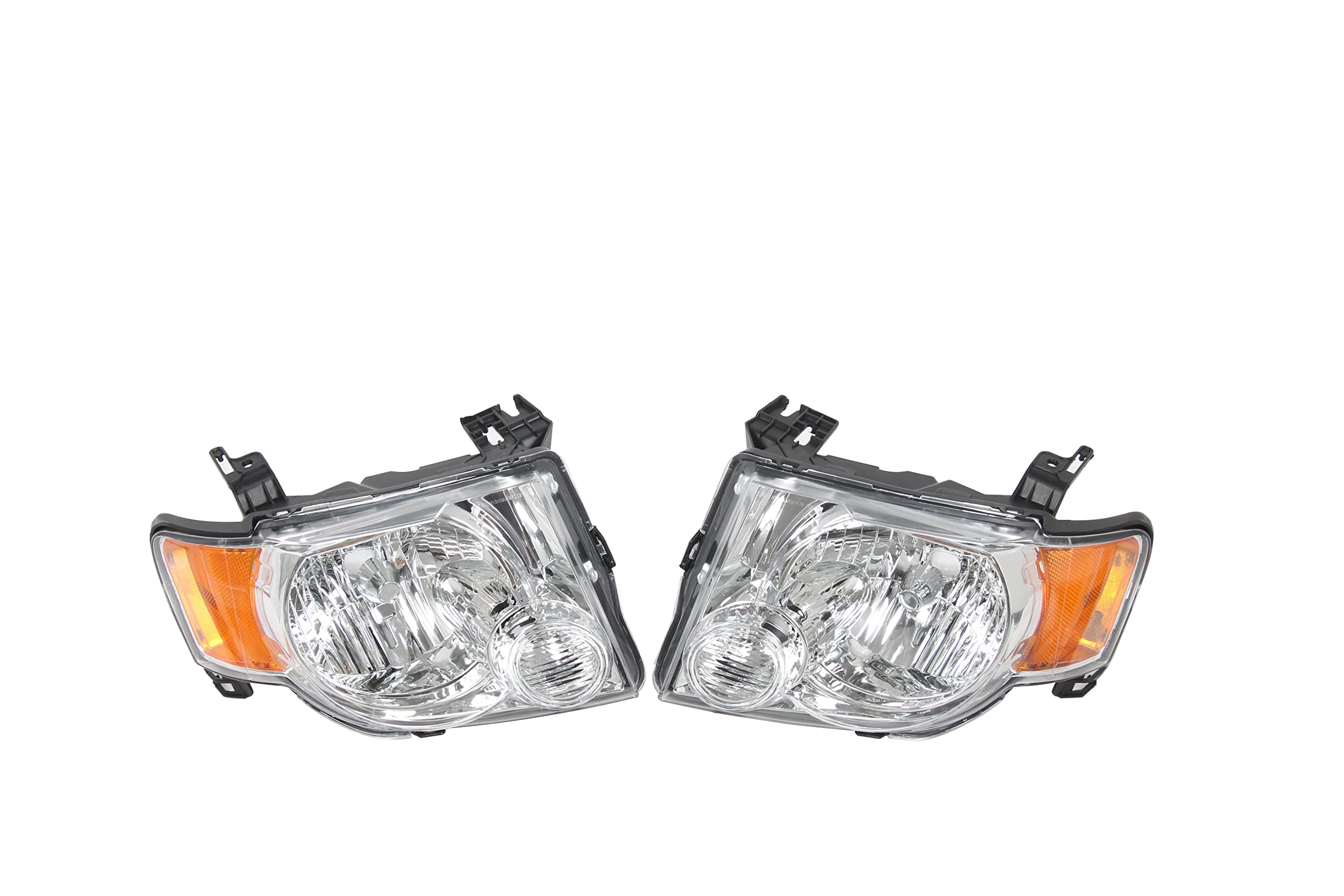 JX Racing Headlights for 2008-2012 Ford Escape - Chrome Amber Pair (RH+LH) - Off-Road & Night Driving