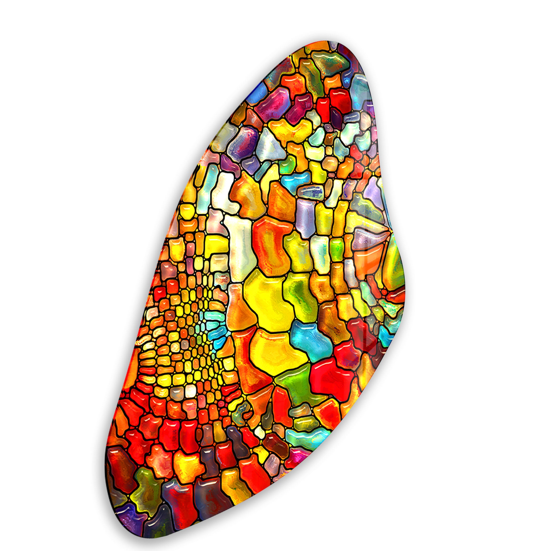Handmade Aesthetic Orange Stained Irregular Glass Wall Art - Modern Abstract Home Decor for Living Room, Bedroom & Office