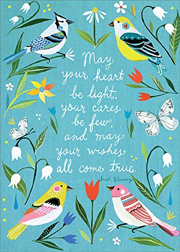 Katie Daisy Folk Art Birds RSVP Birthday Greeting Card - Whimsical Floral Design for Lighthearted Celebrations | Perfect for Birthdays, Anniversaries & Special Occasions