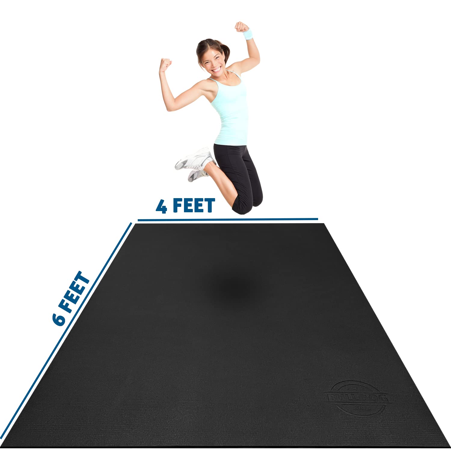 Bulldog Mats 6'x4' Extra Large Non-Slip Exercise Mat - Thick Workout Yoga Mat for Home Gym, Fitness & Floor Protection - Perfect for Yoga, Pilates, HIIT and Home Workouts