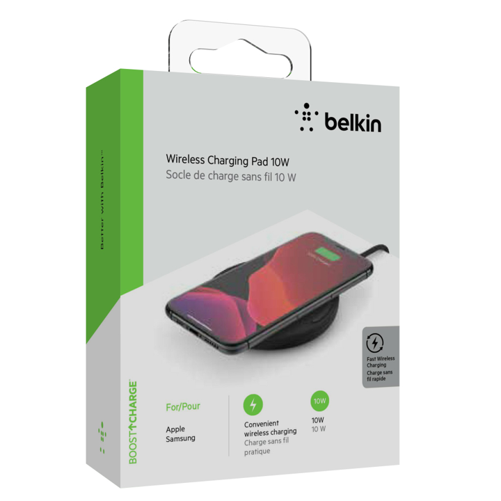 Belkin Qi 10W Wireless Charging Pad - Fast Wireless Charger for iPhone, Samsung Galaxy & Qi-Enabled Devices - Perfect for Home, Office & Nightstand Charging