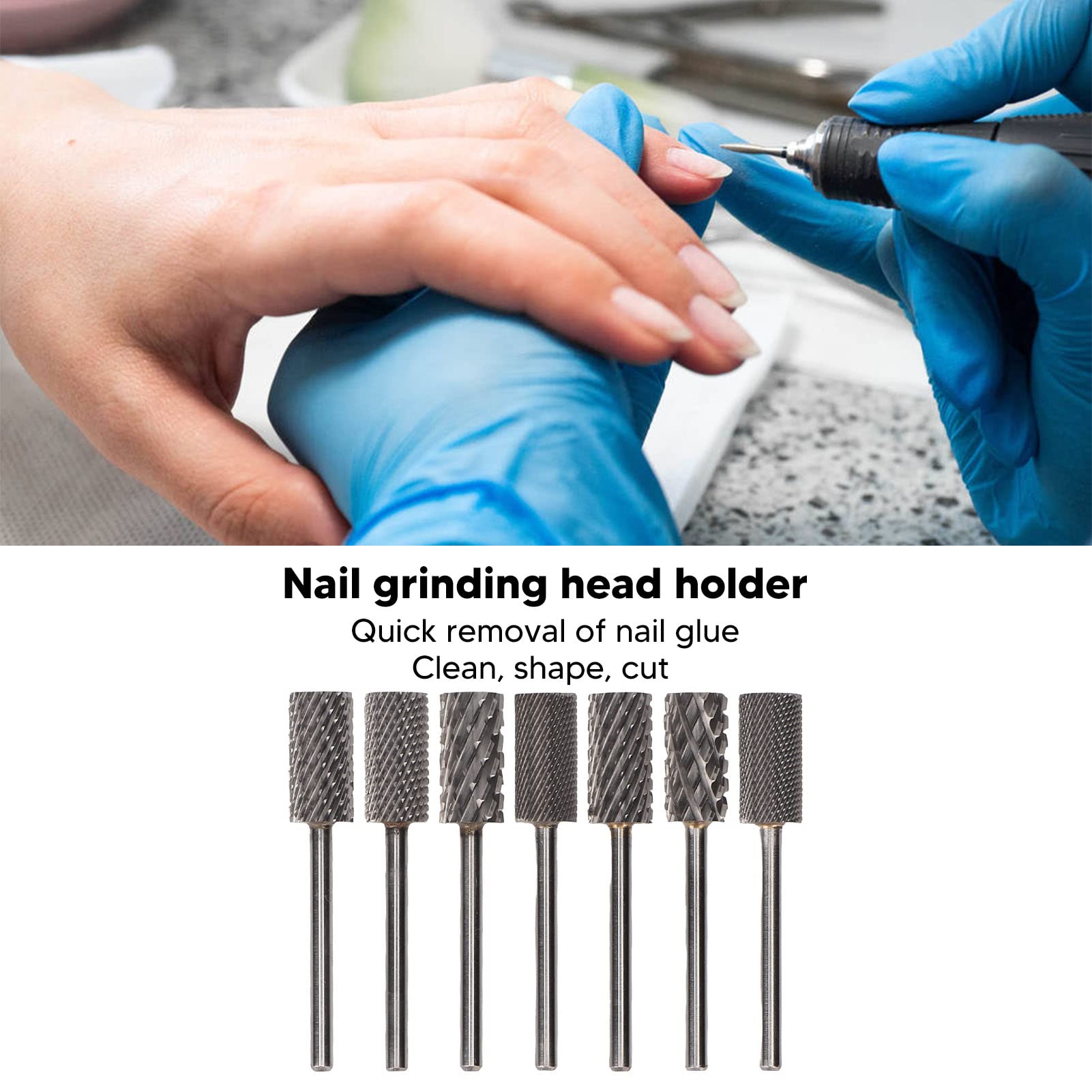 7PCS Professional Nail Drill Bits Set - Flat Top Grinding Bits for Gel Polish Removal, Steel Cylinder Cuticle Remover & Nail File Accessories | Portable Manicure Kit for Home & Salon Use | Perfect for Acrylic Nails, Gel Extensions & Nail Art Preparation