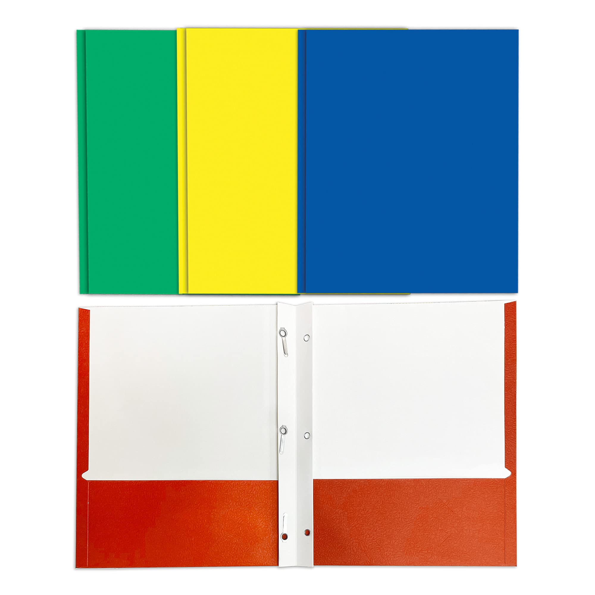 BAZIC 2-Pocket Letter Size Paper Folder with 3 Metal Prongs Fastener, Office Document Organizer Portfolio (4-Pack, Assorted Colors) - Perfect for School, Office, and Home Organization of Papers, Reports, and Documents
