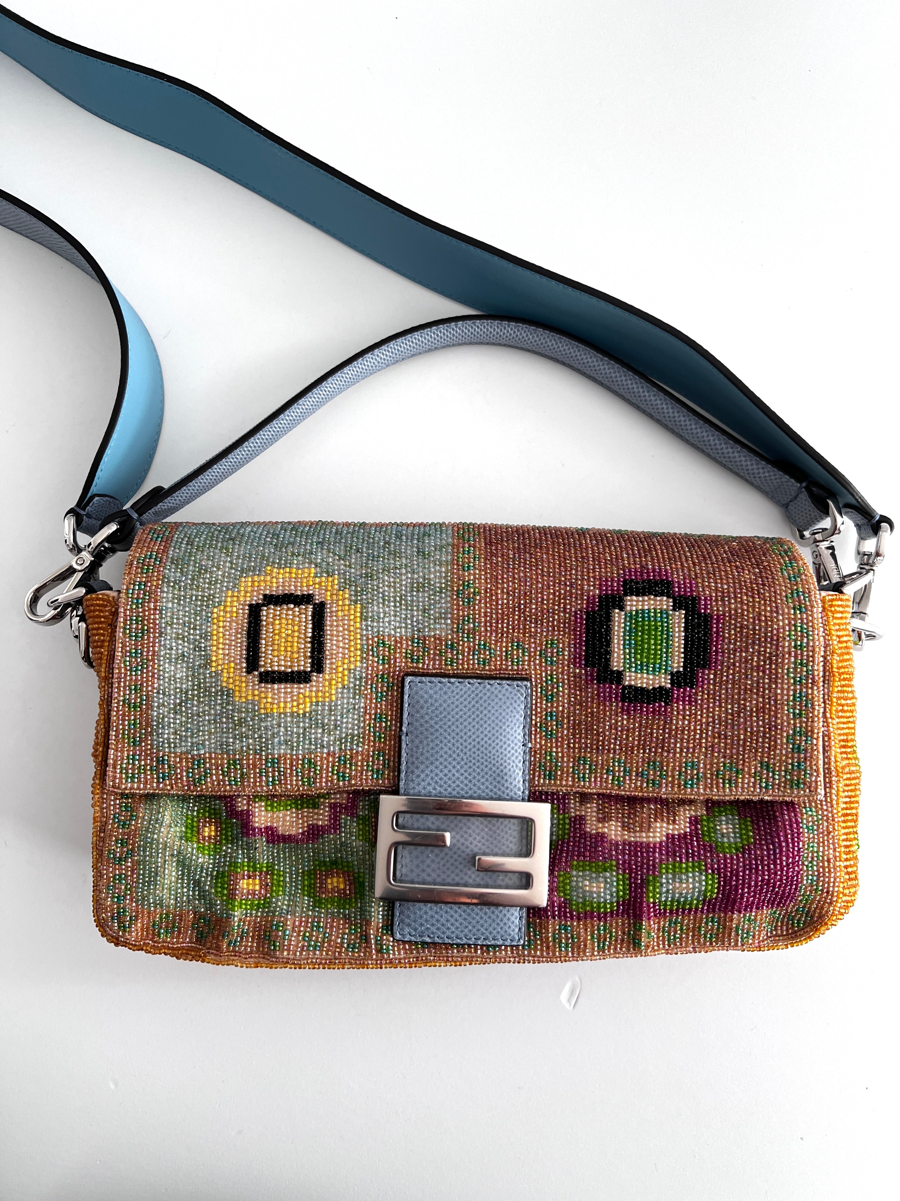 Fendi Boho Beaded Baguette Bag - Stylish Crossbody Purse for Women | Perfect for Parties, Travel & Everyday Use