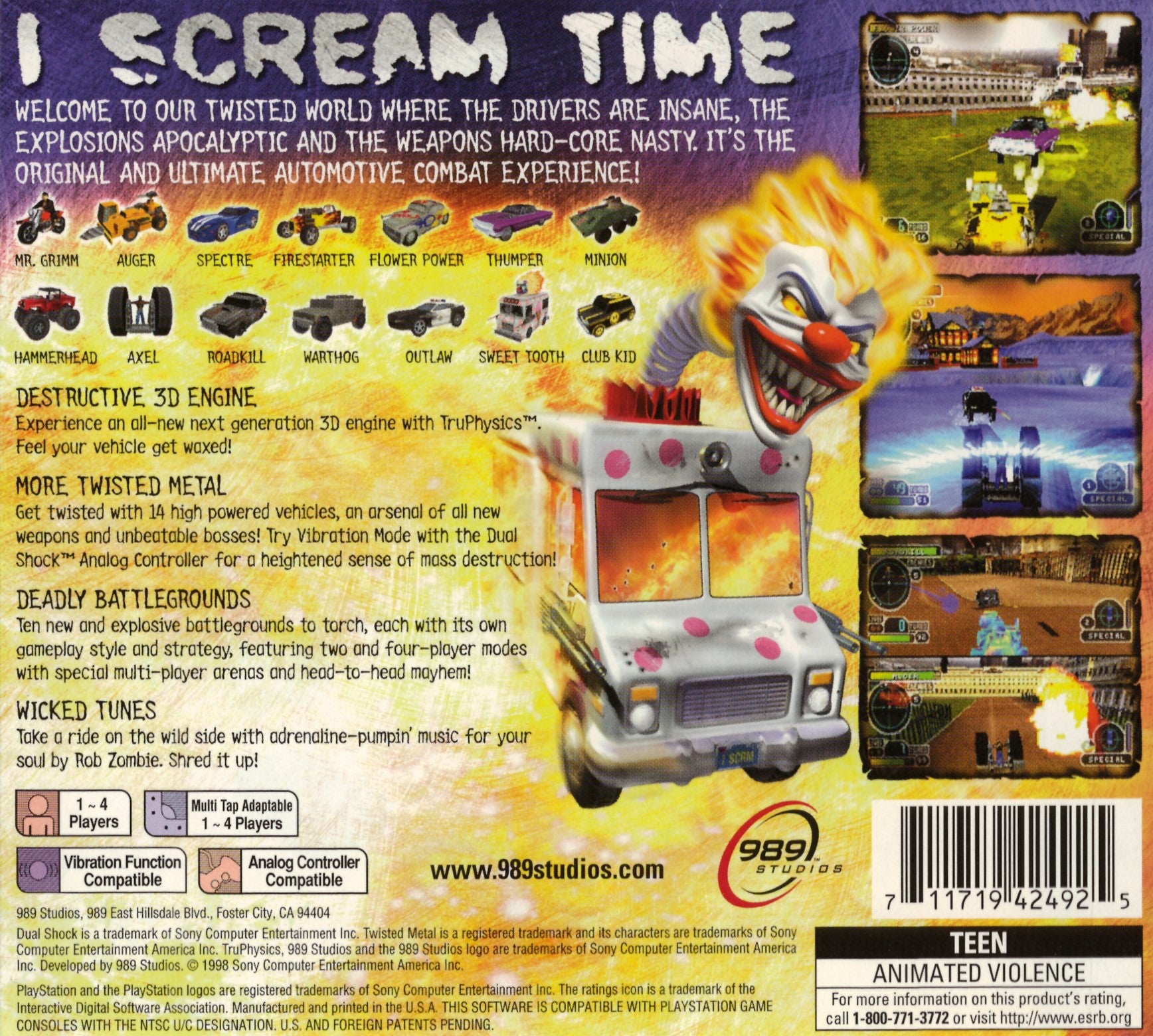 Twisted Metal III - Classic PlayStation Racing Game | High-Speed Combat & Destruction | Perfect for Retro Gaming Nights & Multiplayer Battles