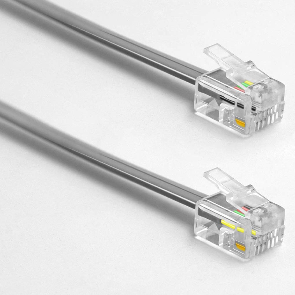 NECABLES 3-Pack 2ft RJ11 6P4C Male to Male Telephone Cord for Landline Phone, Fax Machine & Modem - Durable Phone Line Cable for Home, Office & Business Use