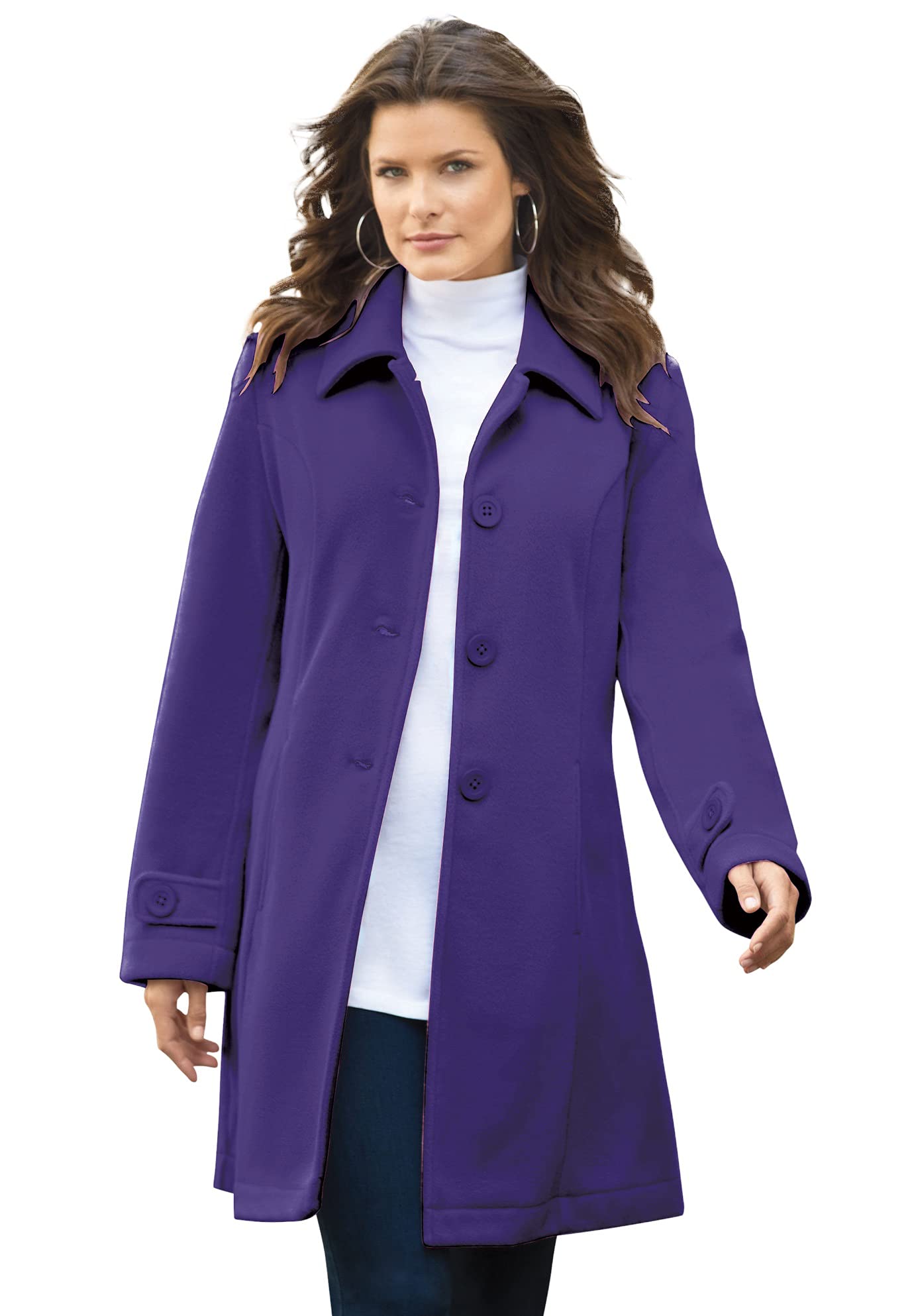 Roaman's Women's Plus Size Fleece Jacket - Warm Winter Outerwear for Curvy Women | Cozy Casual Wear for Outdoor Activities & Daily Use