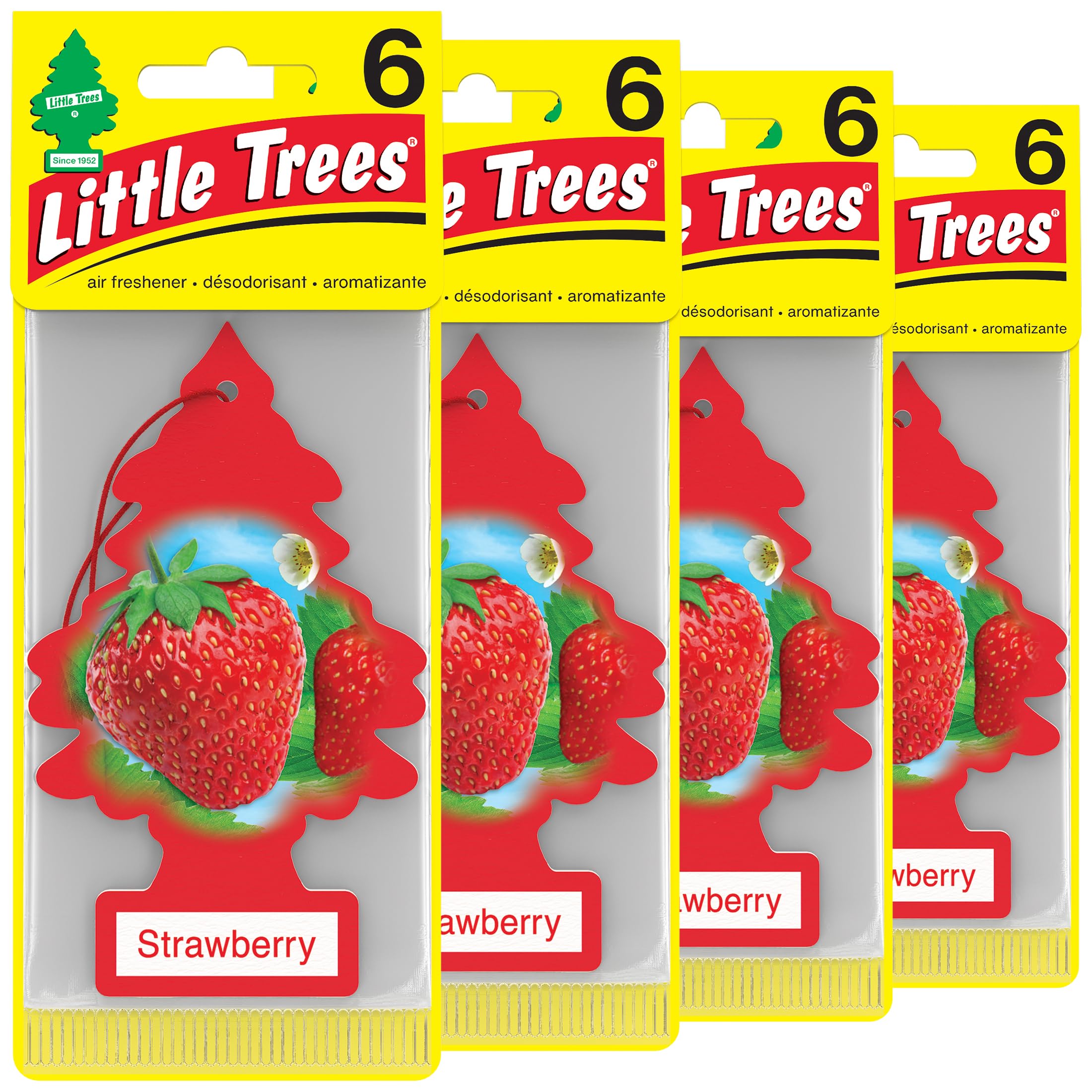 LITTLE TREES Car Air Fresheners - 24 Pack Hanging Tree Fresheners with Long-Lasting Strawberry Scent for Auto, Home & Office | Perfect for Cars, Closets, Bathrooms & Small Spaces