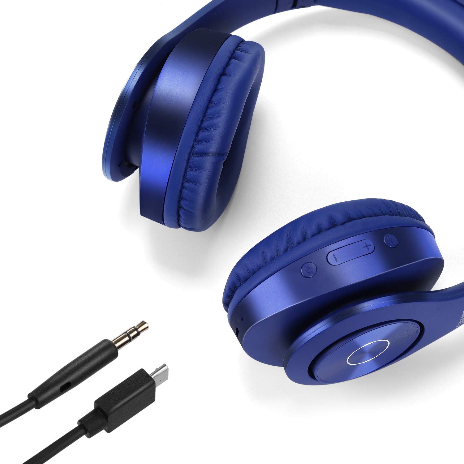 TUINYO Wireless Bluetooth Headphones Over Ear with 40H Playtime, Deep Bass & Built-in Mic - Soft Memory-Protein Earmuffs for PC, Cell Phone & TV (Dark Blue) - Perfect for Gaming, Workouts & Travel