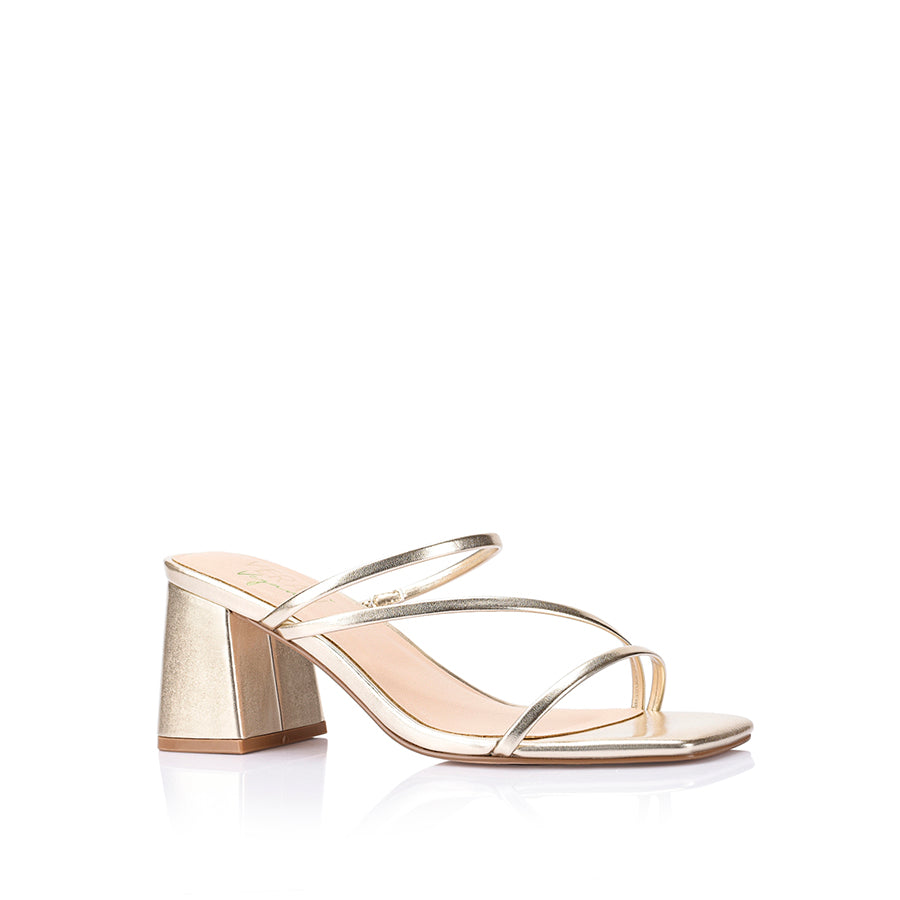 Stanford Block Heel Mules - Comfortable Slip-On Shoes for Women | Champagne Gold | Perfect for Office, Date Night & Casual Outings