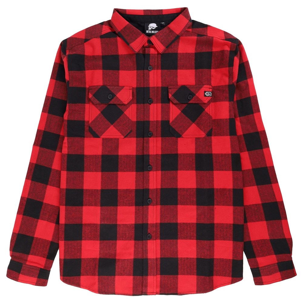 Metal Mulisha Jacked Flannel Shirt - Men's Distressed Checkered Plaid Shirt for Casual Wear, Street Style & Outdoor Adventures