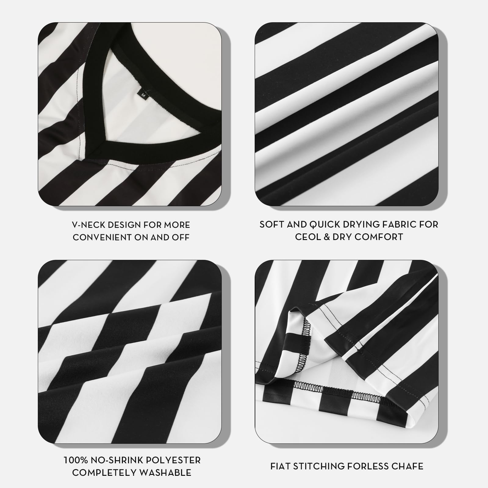 VKT Women's Referee Shirt - Black & White Striped Jersey for Basketball, Football & Soccer Officials - Perfect for Games, Sports Events & Halloween Costumes