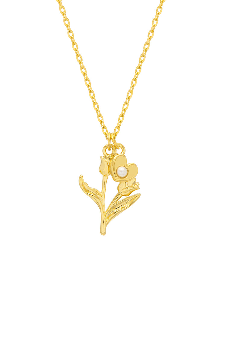 Elegant Pearl Heart Tulip Pendant Necklace - Perfect for Valentine's Day Gifts, Anniversary Presents & Romantic Occasions