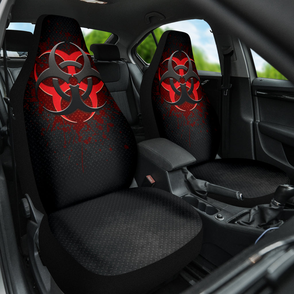 Biohazard Red Grunge Color Splash Car Seat Covers - Waterproof & Universal Fit for Sedans, SUVs, Trucks - Perfect for Road Trips & Daily Commute