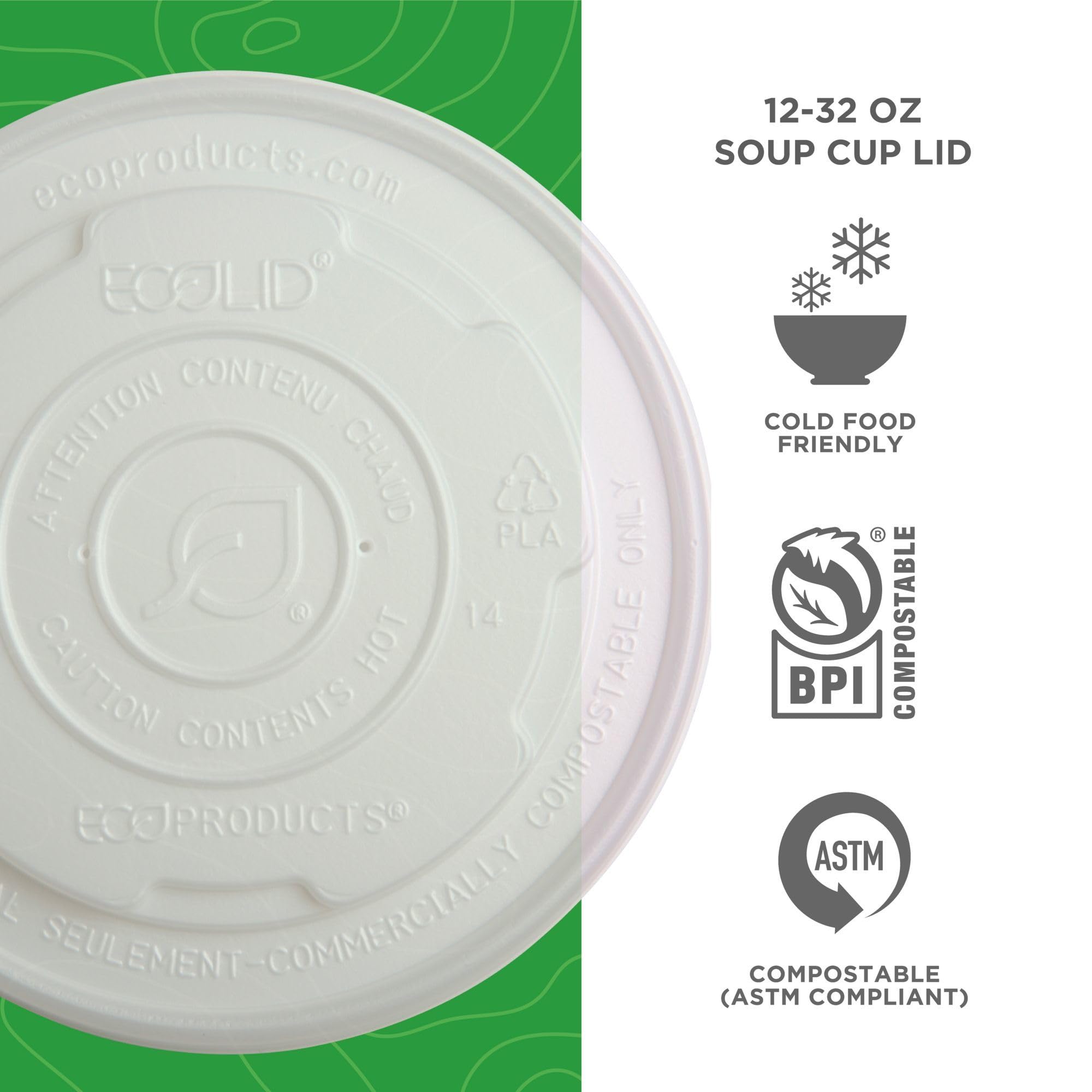 Eco-Friendly Compostable Soup Container Lids - 500 Count Case for 12-32oz Containers | CPLA Plant-Based Biodegradable Plastic | Heat & Cold Resistant | Clear Design for Food Visibility | Perfect for Restaurants, Catering & Takeout Services