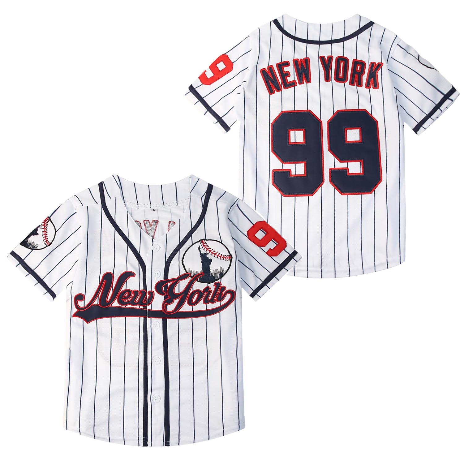 New York 99 Stitched Youth Baseball Jerseys - Kids Hip Hop Shirts for Boys, Christmas Party Gifts & Sports Events