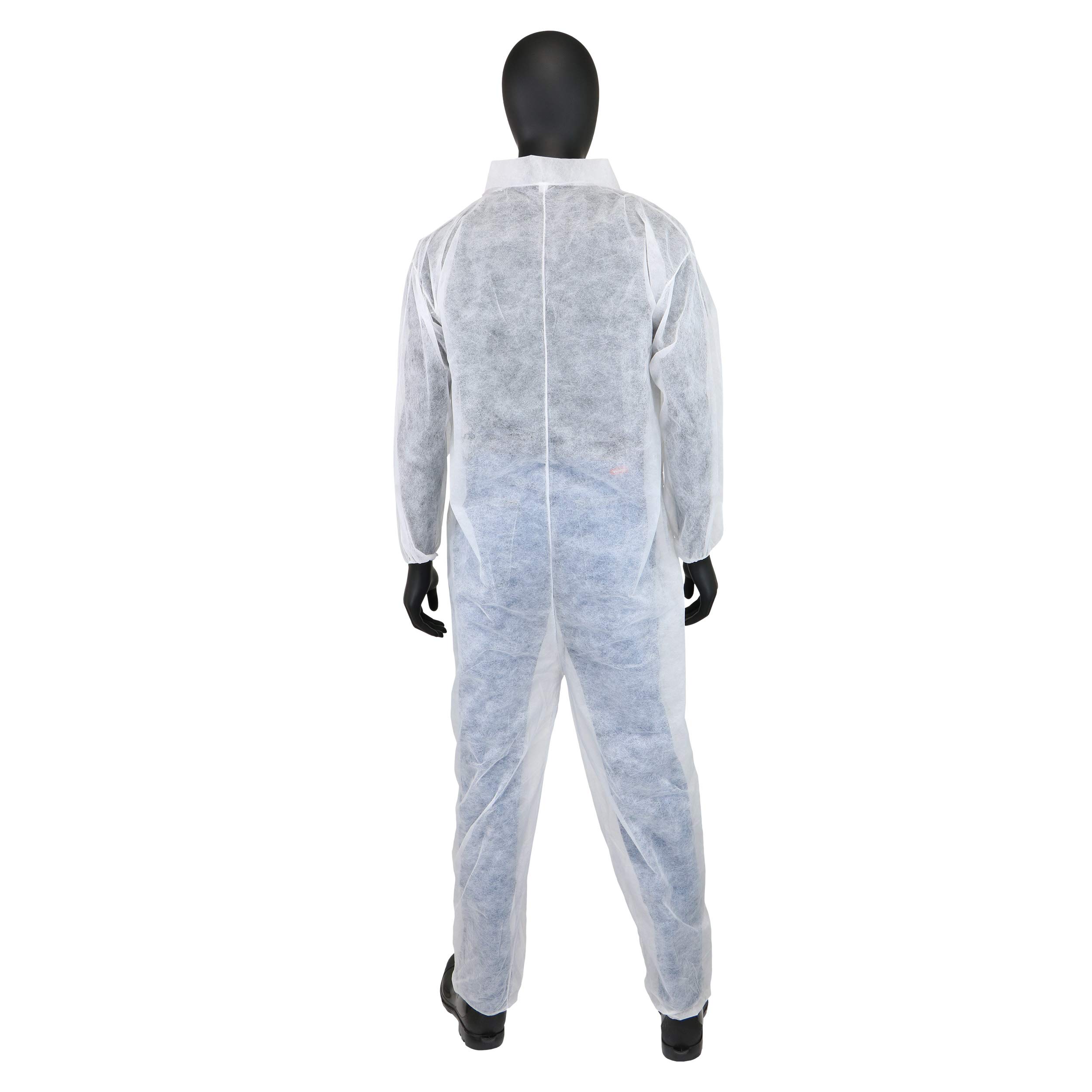 West Chester 3502 Standard Weight White Work Coveralls - Pack of 25 XL, Zipper Front Coveralls with Collar & Elastic Wrist/Ankle for Construction, Painting, Maintenance & Industrial Work