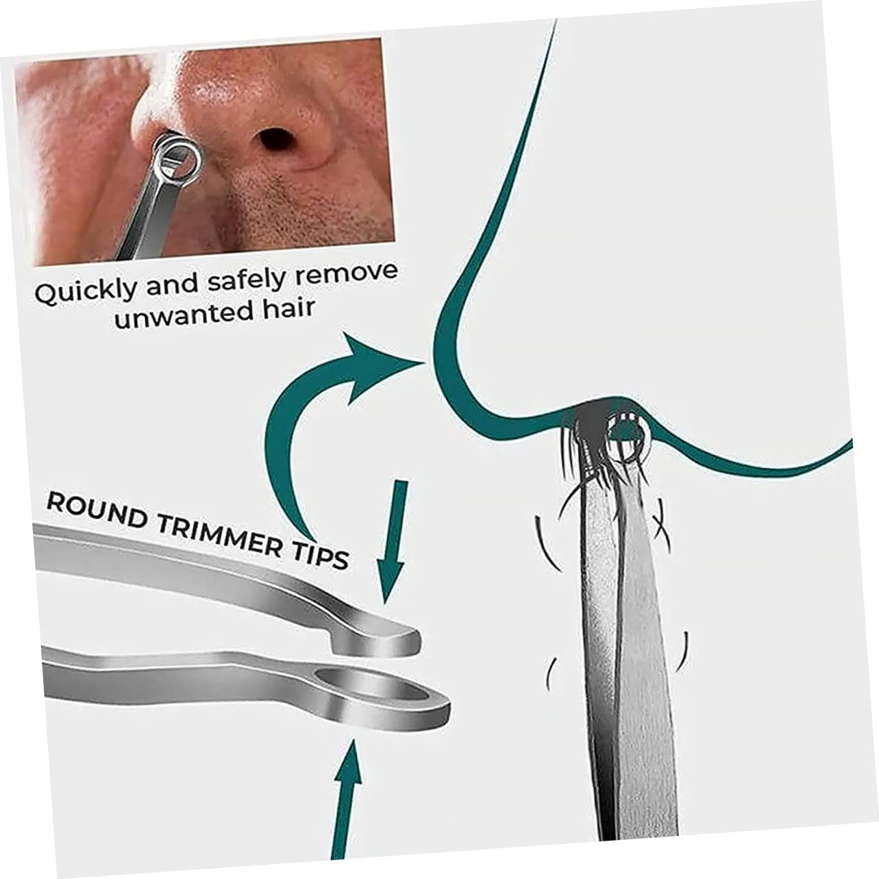 2pcs Stainless Steel Tweezers Set - Facial Hair Scissors, Nose Hair Trimmer & Eyebrow Tweezers for Precise Grooming - Perfect for Eyebrow Shaping, Nose Hair Removal & Facial Hair Trimming at Home or Salon