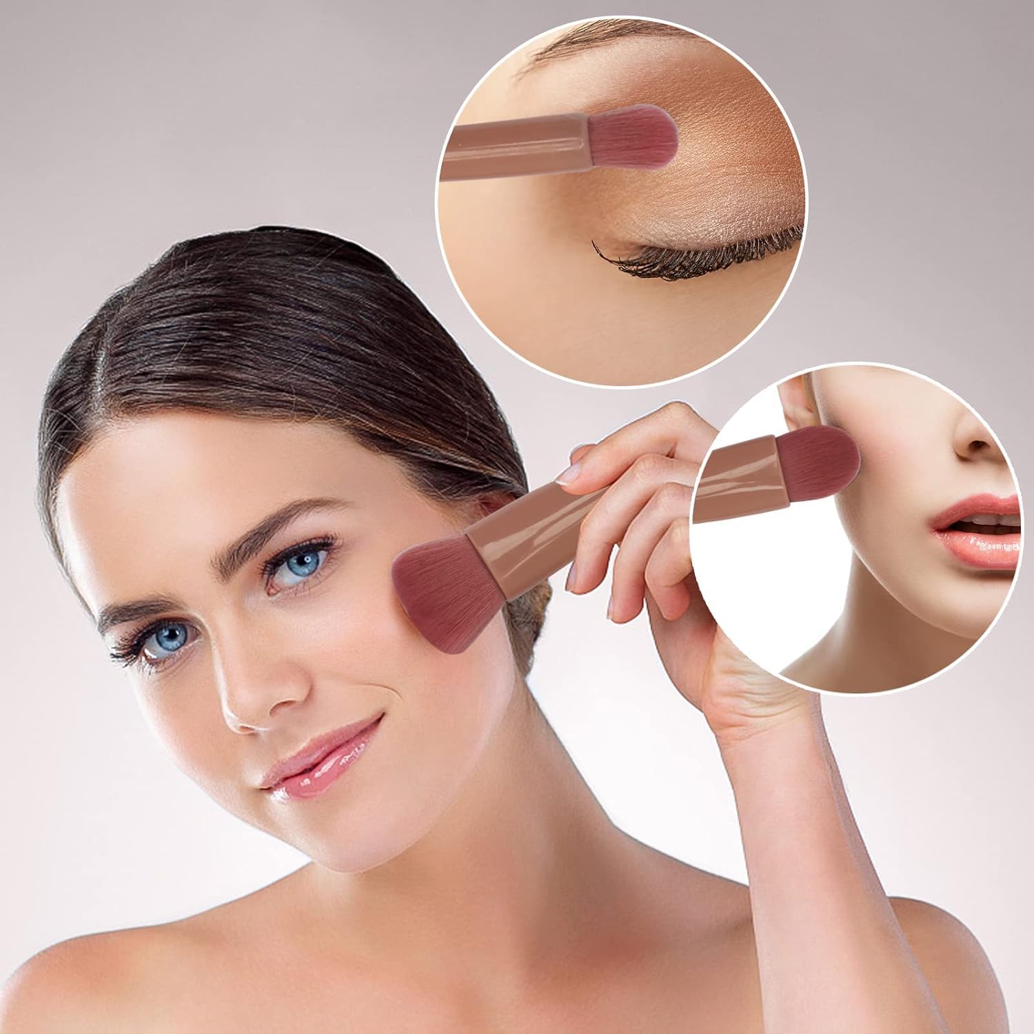 BESTOTTAM 5-Piece Travel Makeup Brush Set - Professional Compact Makeup Brushes with Mirror Case, Portable Cosmetic Brushes for Eyeshadow, Powder, Foundation & Blush | Perfect for On-the-Go Touchups, Travel Cosmetics & Everyday Makeup Application