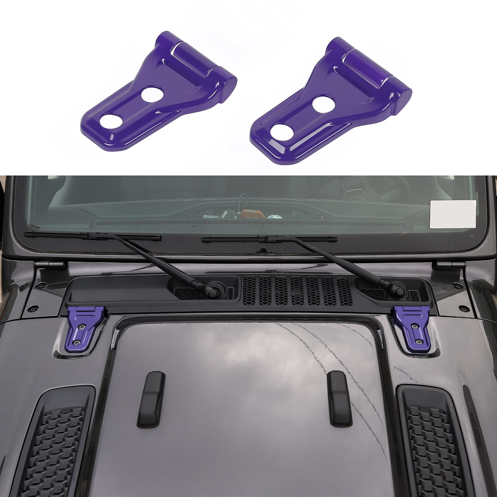 RT-TCZ Hood Hinge Cover for 2018-2023 Jeep Wrangler JL/JLU & Gladiator JT - Durable UV-Resistant Purple Exterior Trim - Off-Road Accessories & Car Customization Parts - Perfect for Jeep Mods, Trail Riding, and Show Car Upgrades