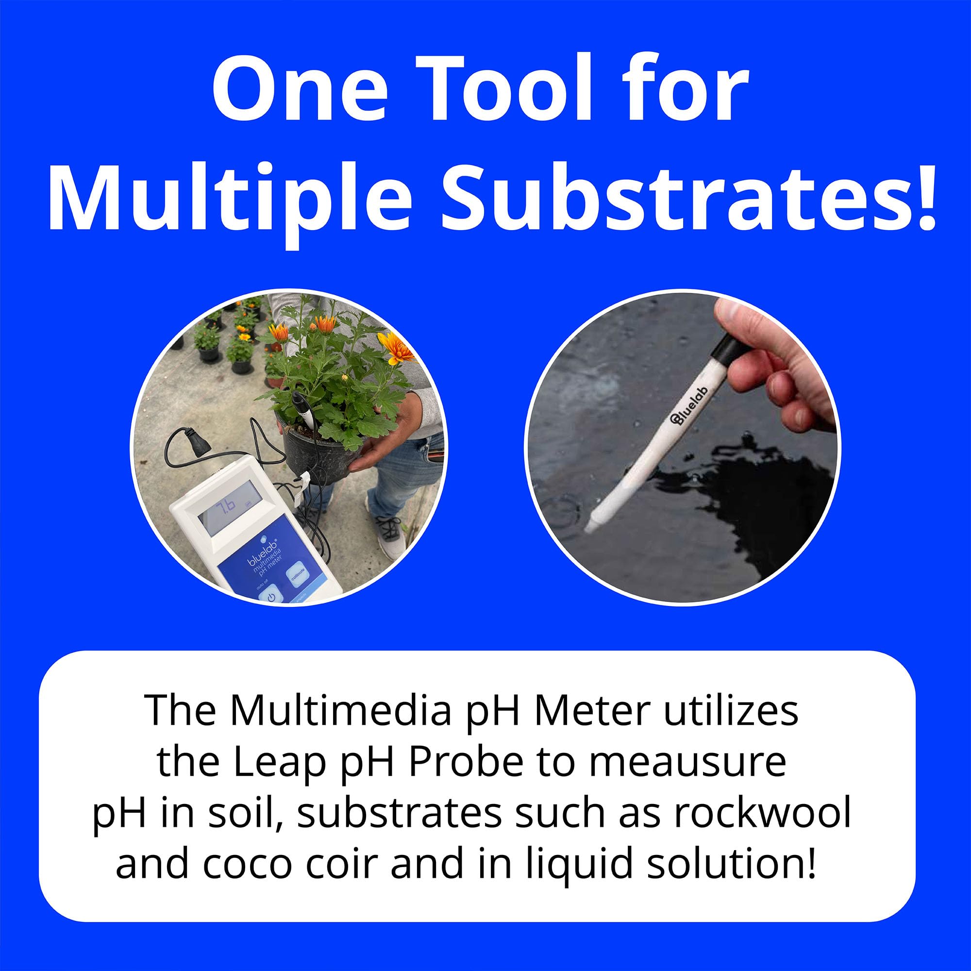 Bluelab METMULTI Digital pH Meter - Handheld Hydroponic & Soil pH Tester for Nutrient Solutions, Gardens, Greenhouses | Accurate pH Measurement for Plants, Hydroponics, Aquariums & Indoor Gardening