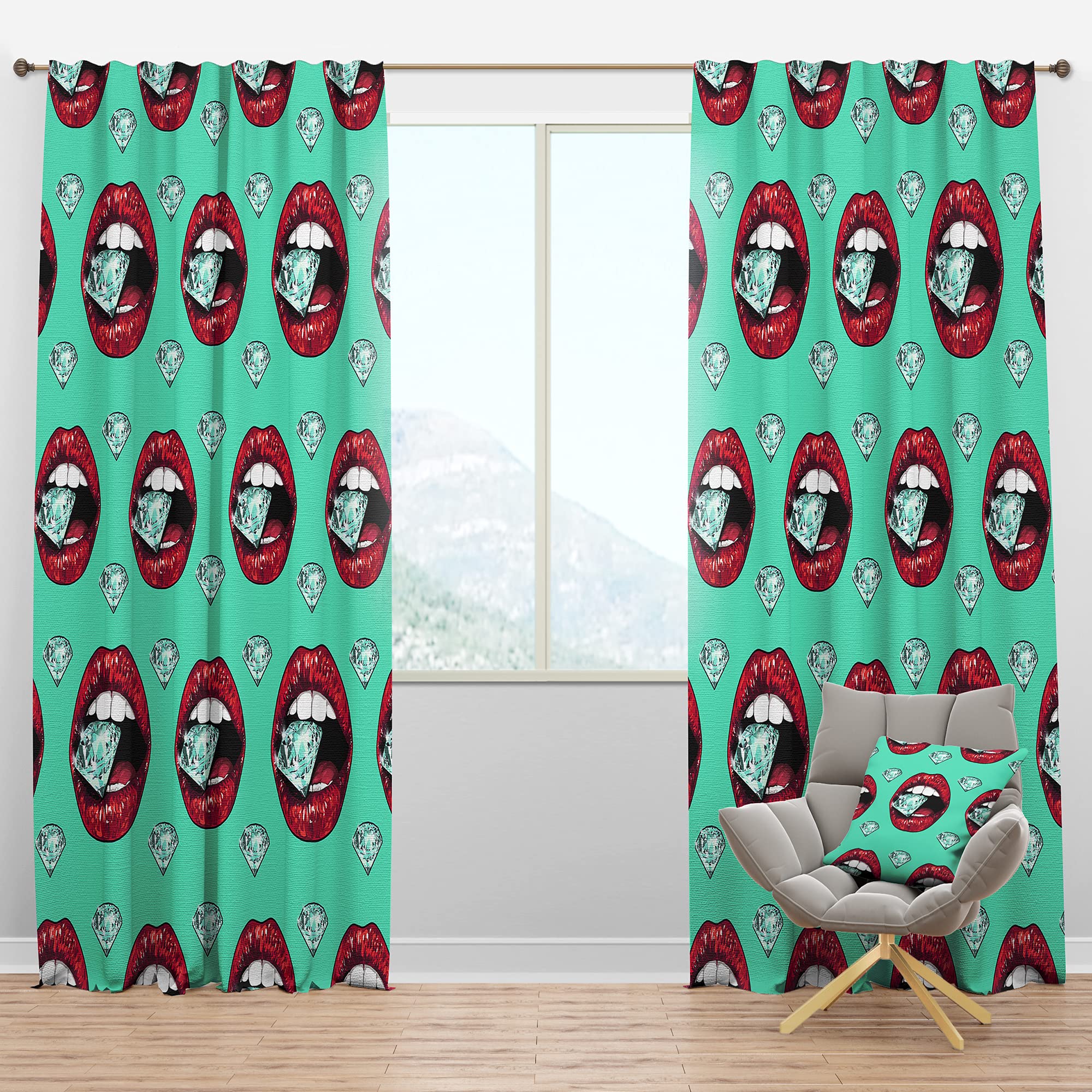 DesignQ Blackout Curtains 'Bright Lips Holding A Sparkling Brilliant' - Thermal Insulated Single Panel Window Drapes (52x84 inches) for Bedroom & Living Room - Blocks Light & Noise, Energy Saving Home Decor