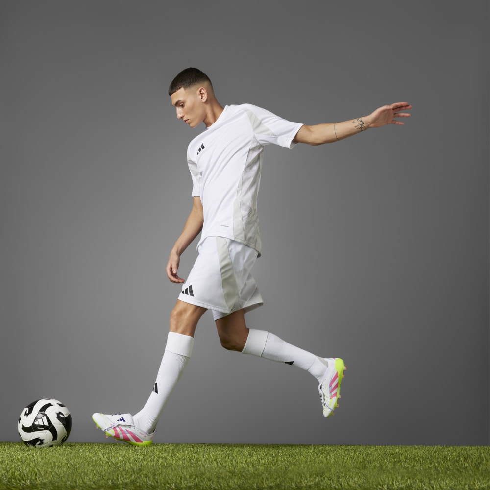 Adidas Predator Elite FG Soccer Cleats - Fold Over Tongue Design, Cloud White/Lucid Pink/Lucid Lemon - Perfect for Competitive Matches & Training Sessions