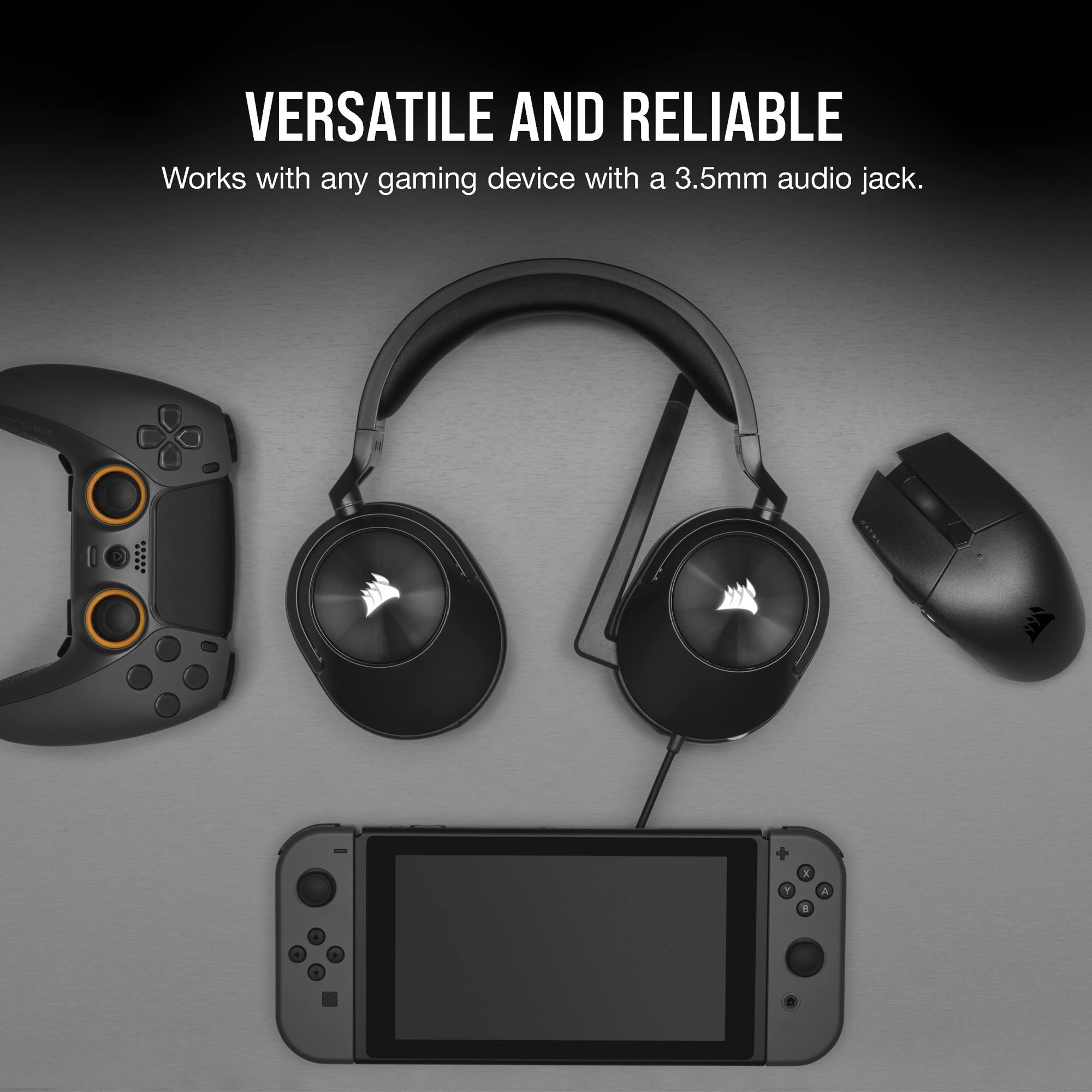 Corsair HS55 Wired Gaming Headset - Carbon (Renewed) for PC & PS5
