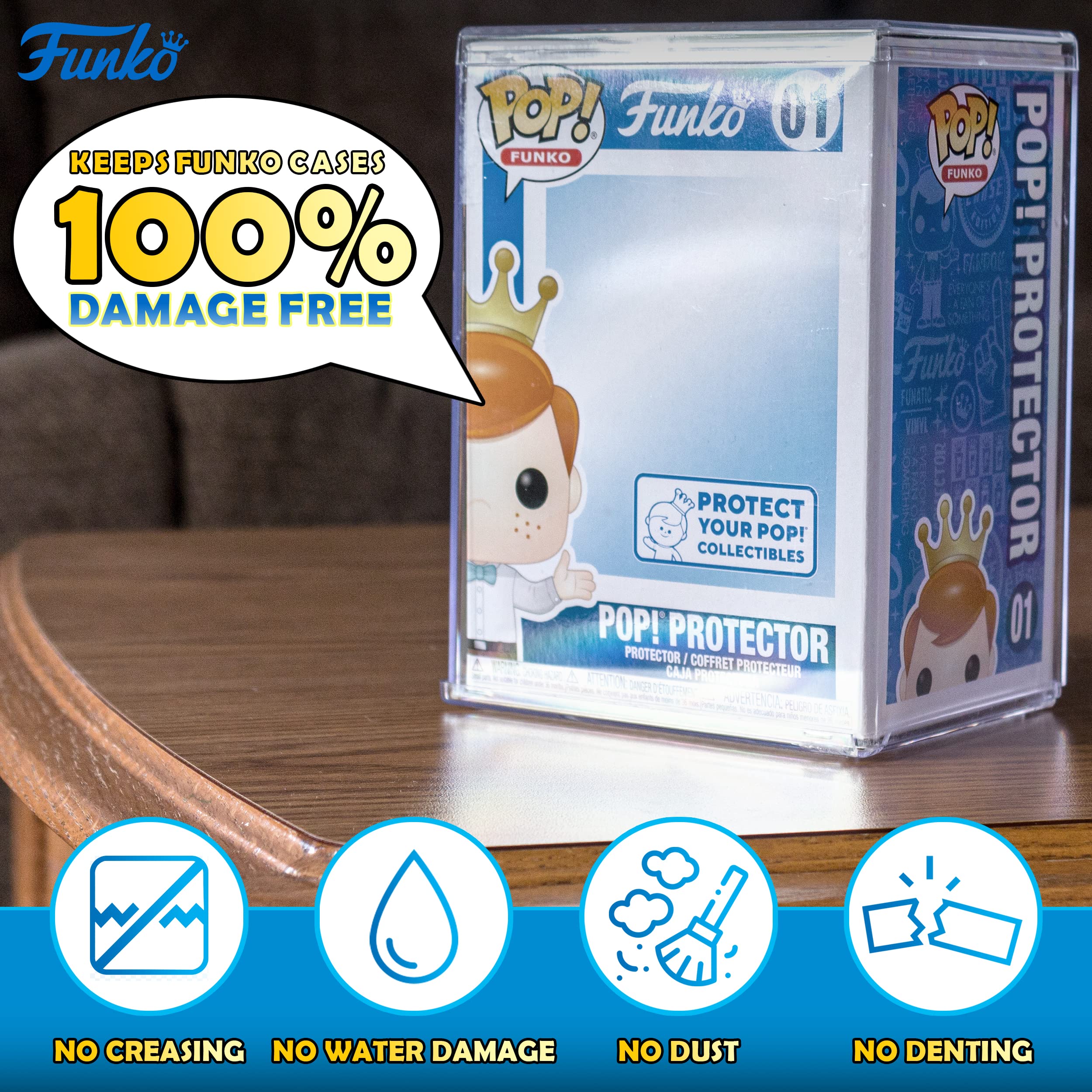 Original Funko Pop Protector - Heavy Duty 0.35mm Thick Crystal Clear Display Case for Vinyl Figures | Stackable & Interlocking Design | Perfect for Collectible Display & Protection (Pack of 6) | Ideal for Home Decor, Office Display & Gift Packaging