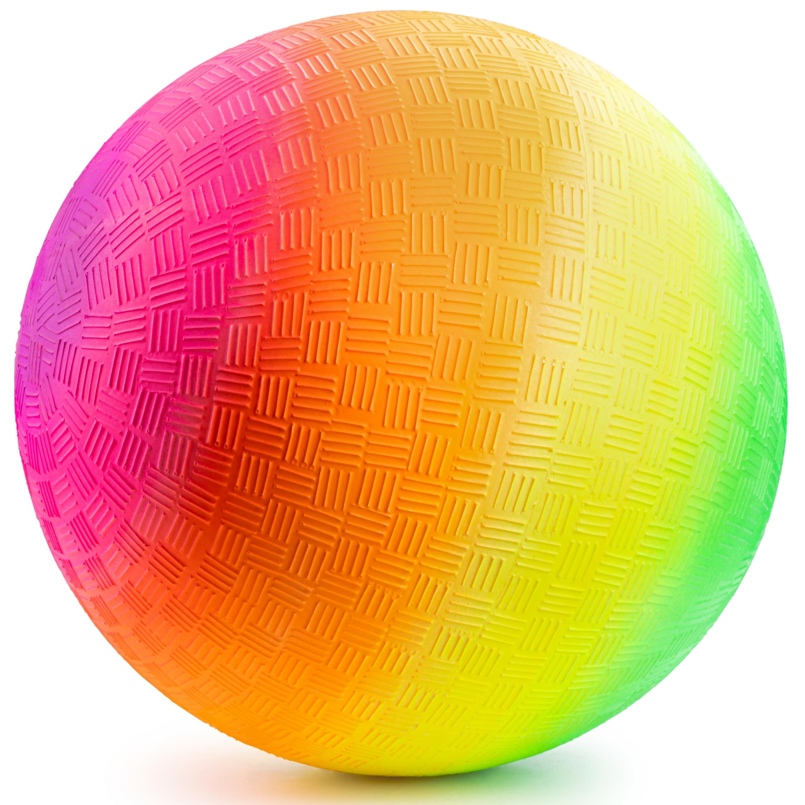 Bedwina 8.5Inch Rainbow Playground Balls - Durable Rubber Bouncy Inflatable Balls for Kids & Adults - Perfect for Kickball, Dodgeball, Four Square & Handball - Indoor/Outdoor Play, Gym Class, Backyard Games & School Recess