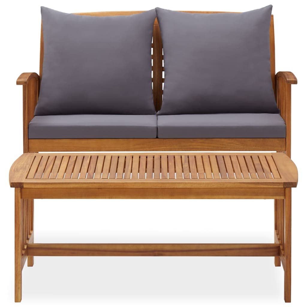 Premium CHARMMA 2-Piece Outdoor Patio Lounge Set with Weather-Resistant Cushions - Solid Acacia Wood Furniture for Garden, Poolside & Backyard Relaxation