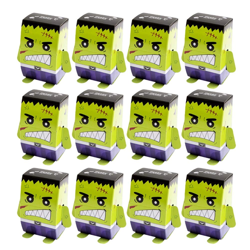 LUOZZY 12Pcs Halloween Stand-up Candy Box Popcorn Box Gift Box for Party Decorations - Green - Perfect for Trick or Treat, Halloween Parties & Candy Storage