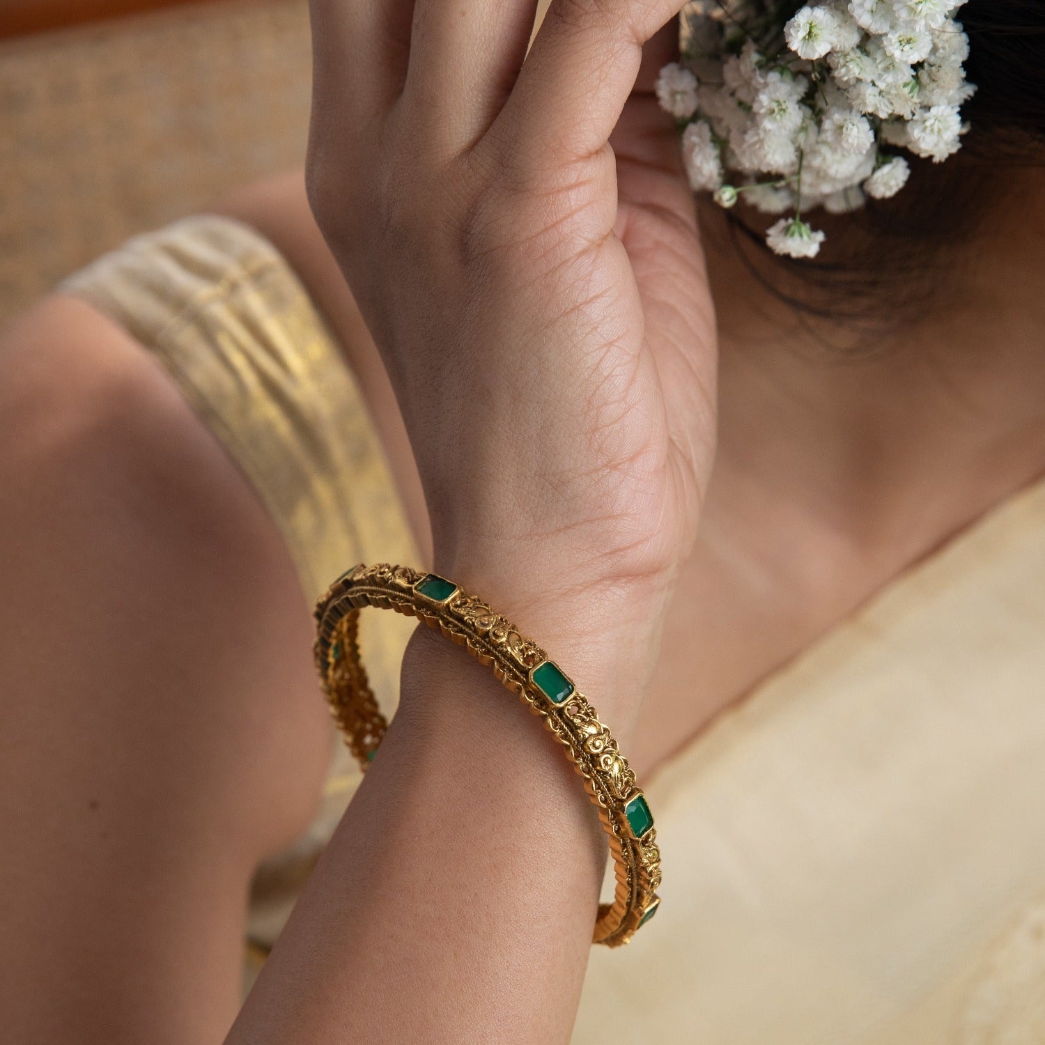 Vintage Hamsini Antique Bangles for Women - Handcrafted Indian Jewelry for Weddings, Parties & Ethnic Fashion