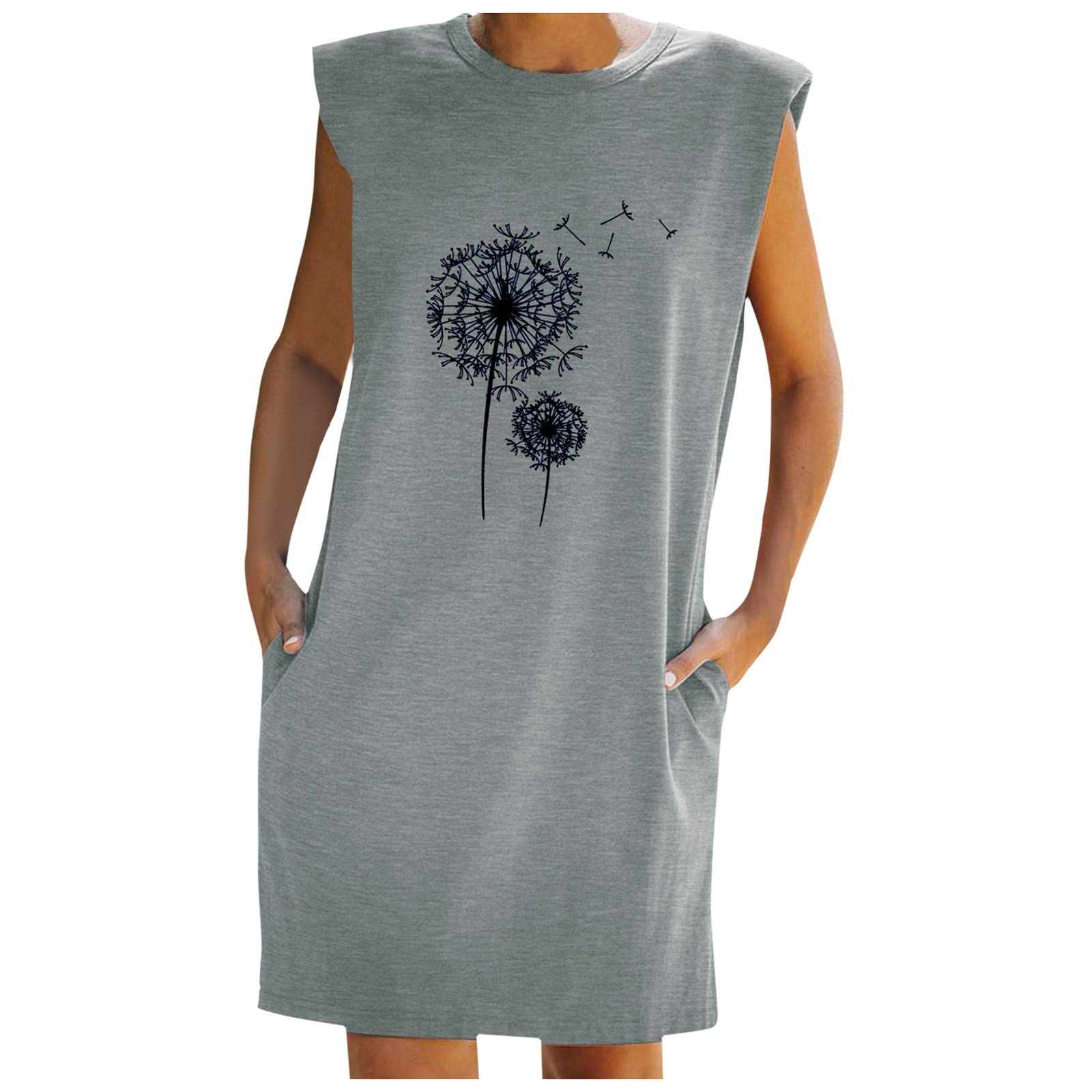 Women's Floral Print Sleeveless Midi Dress - Casual Party O-Neck Prom Dress for Women | Perfect for Summer Outings, Beach Vacations & Evening Events