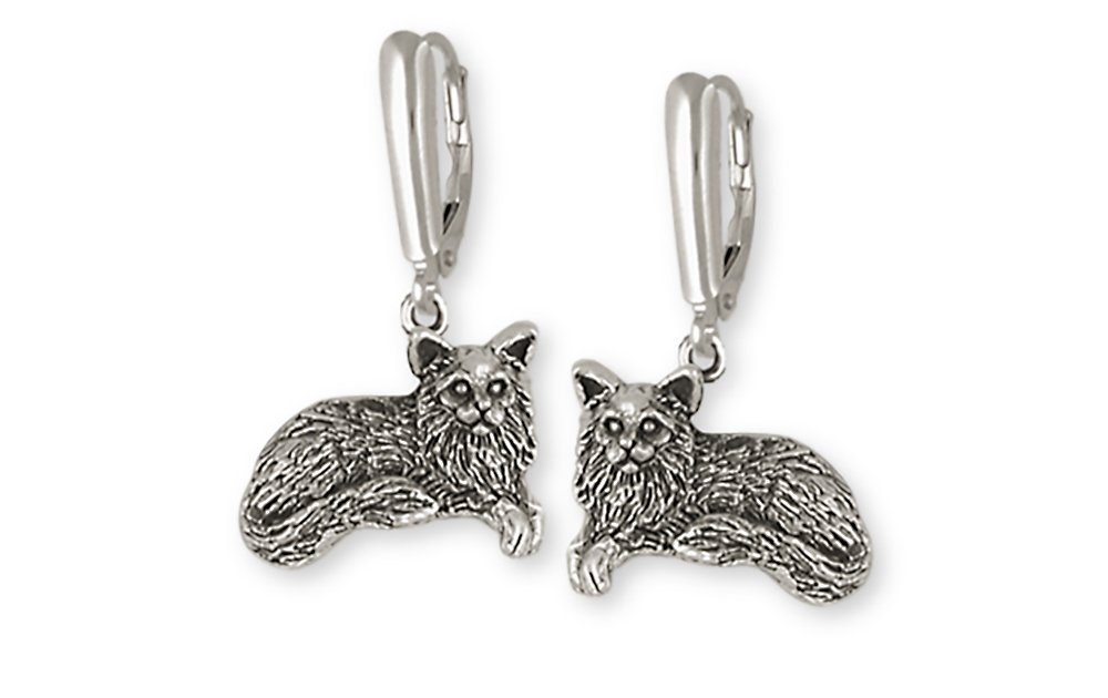 Handmade Sterling Silver Maine Coon Cat Earrings | Unique Cat Lover Jewelry Gift for Women | Perfect for Casual Wear & Special Occasions