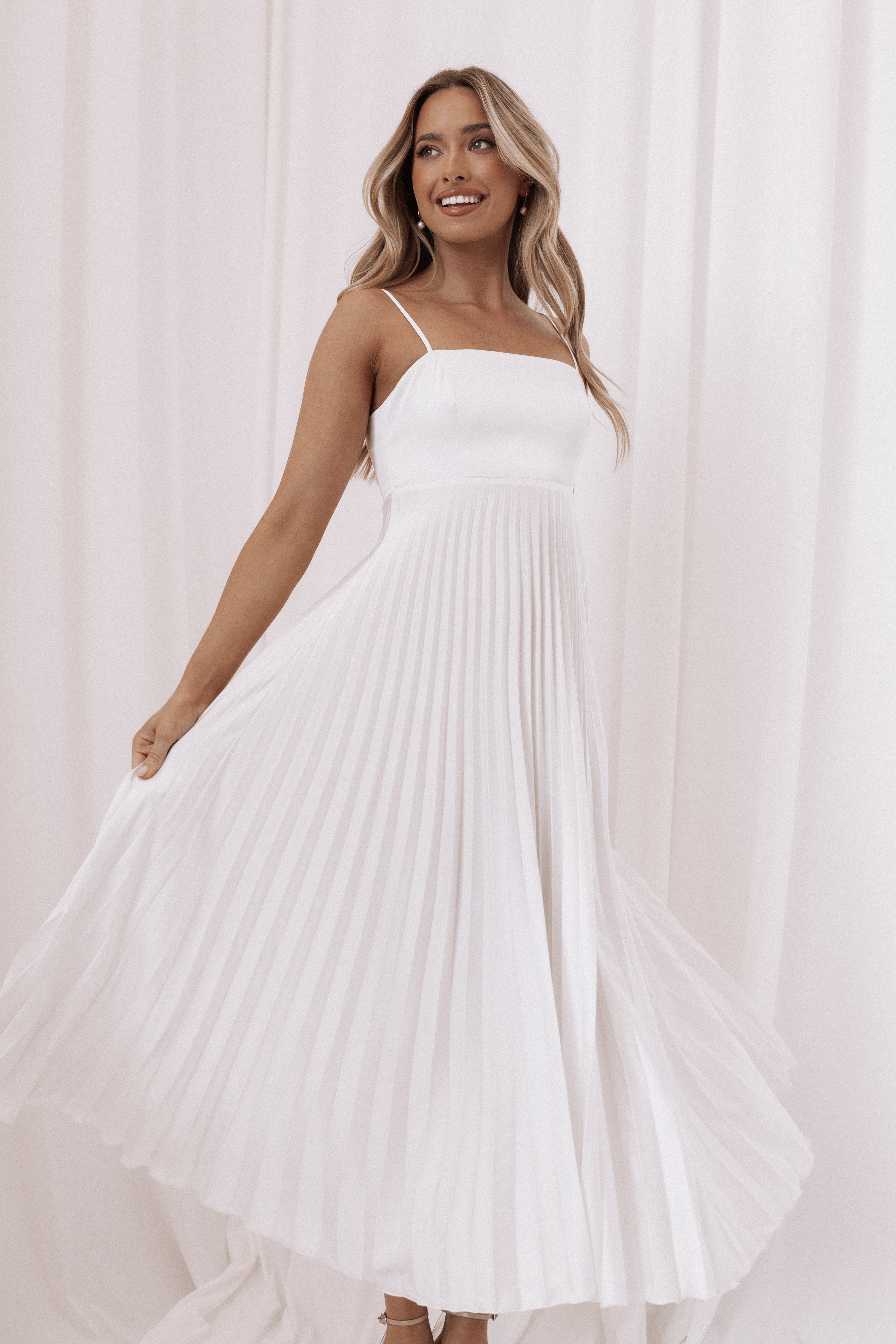 Keegan Maxi Dress - Elegant White Long Flowy Dress for Women | Perfect for Summer, Beach, Weddings & Casual Outings