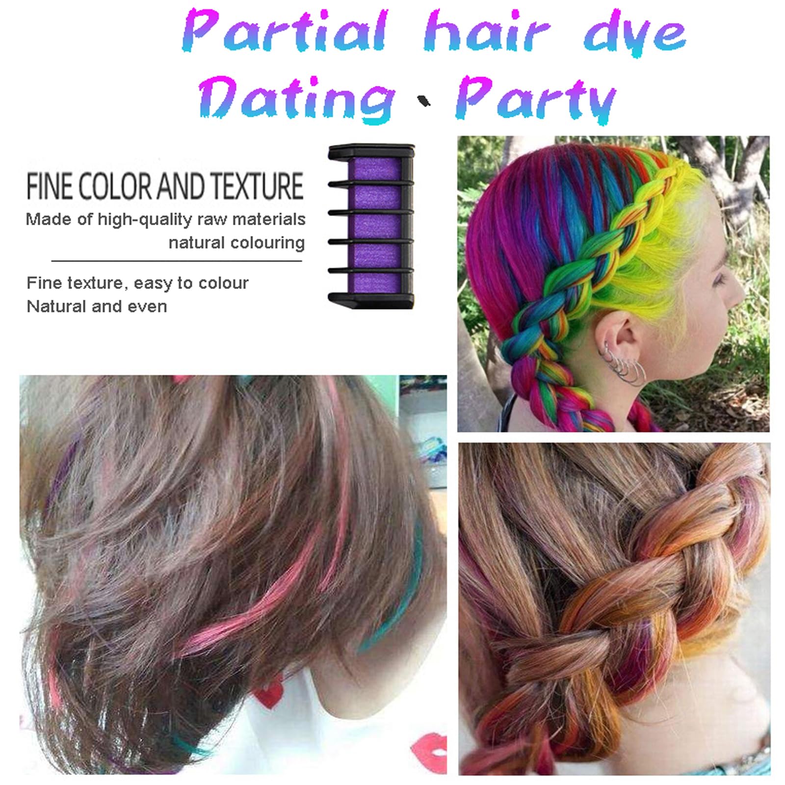 Vibrant Hair Chalk Comb - 10 Washable Temporary Hair Colors for Girls, Kids & Teens | Perfect for Parties, Birthdays, DIY Styling, Cosplay & Halloween Costumes | Safe, Non-Toxic & Easy to Apply Hair Dye