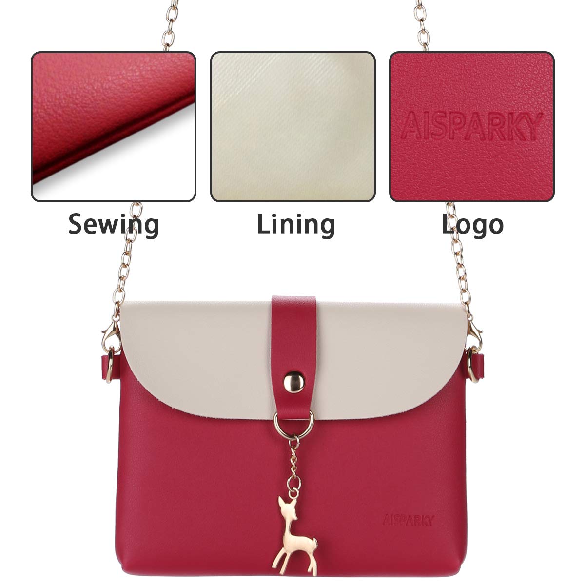 AISPARKY Small Crossbody Purse for Women - PU Leather Mini Shoulder Bag with Adjustable Strap & Gold Chain, Perfect for Daily Use, Travel, and Parties