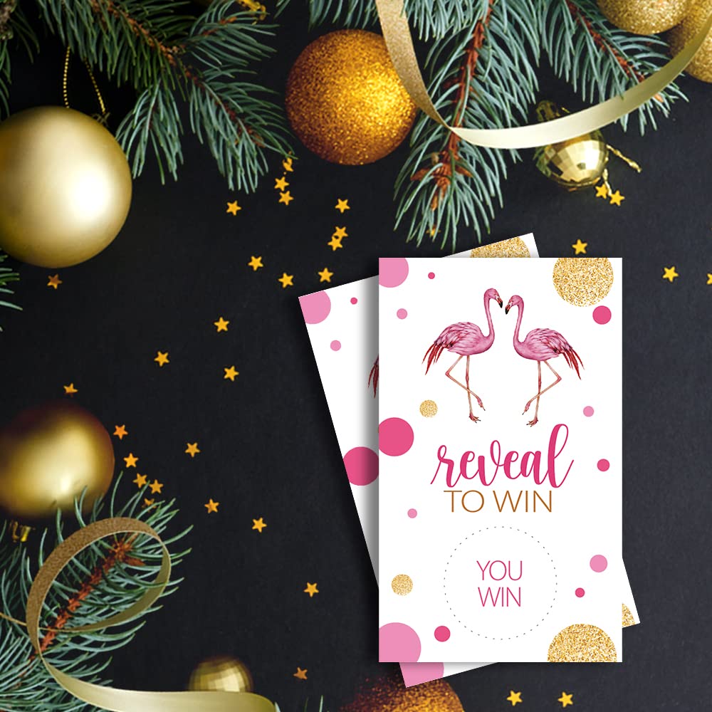 50 Pack Flamingo Bridal Shower Scratch Off Game Cards - Fun Wedding Party Games for Bridal Showers, Country Weddings & Baby Showers - Perfect for Bachelorette Parties & Bridal Lottery Tickets
