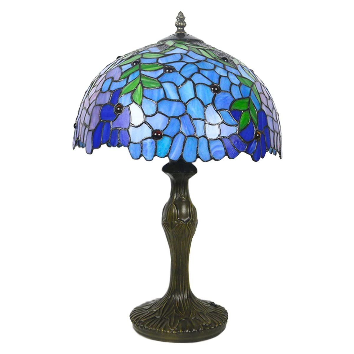 Blue Tiffany Desk Lamp - Vintage Stained Glass Table Lamp for Reading, Office, Bedroom & Living Room | Handmade Baroque Decor Lighting (Bulb Not Included) | Perfect for Study, Nightstand & Home Décor