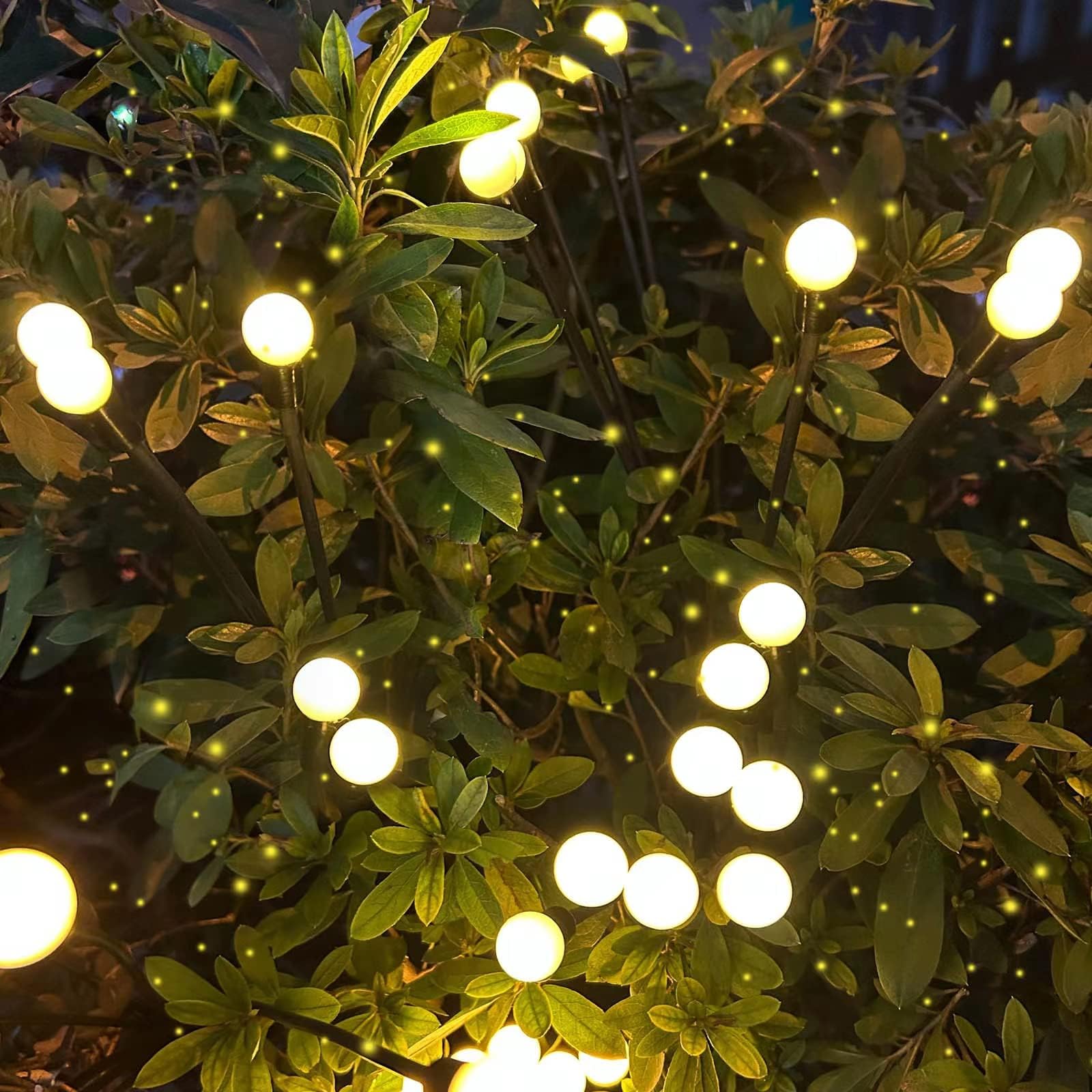 BOSSERN 4 Pack Solar Firefly Lights - Waterproof Outdoor Solar Sway Lights with Twinkle Effect, Warm White Solar Fairy Lights for Garden, Patio, Christmas Tree Decorations | Perfect for Backyard, Pathway, and Holiday Lighting