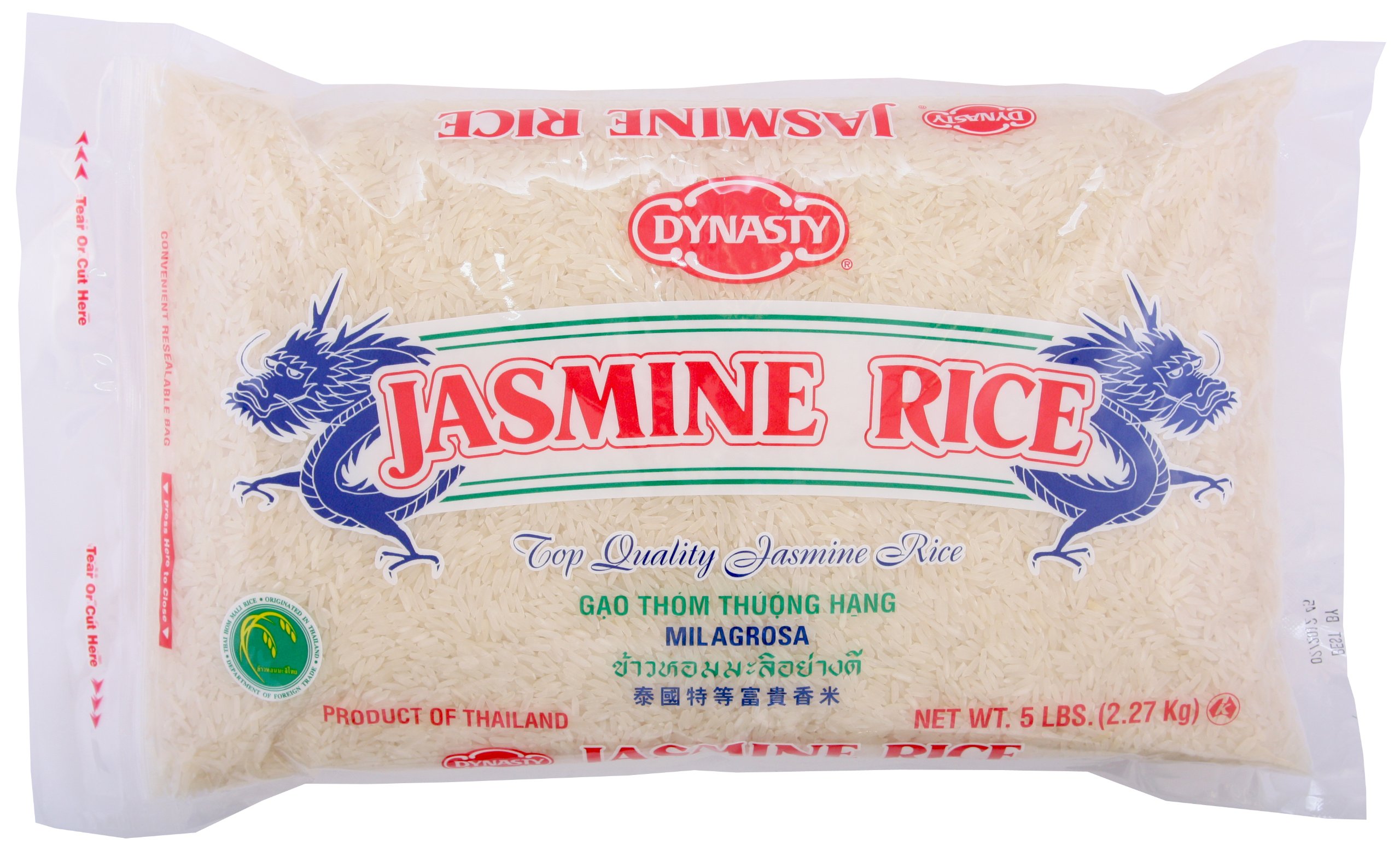 Premium Jasmine Rice - Dynasty Brand, 15 lbs (3 x 5 lb Bags) - Authentic Thai Fragrant Rice for Cooking, Meal Prep & Asian Cuisine