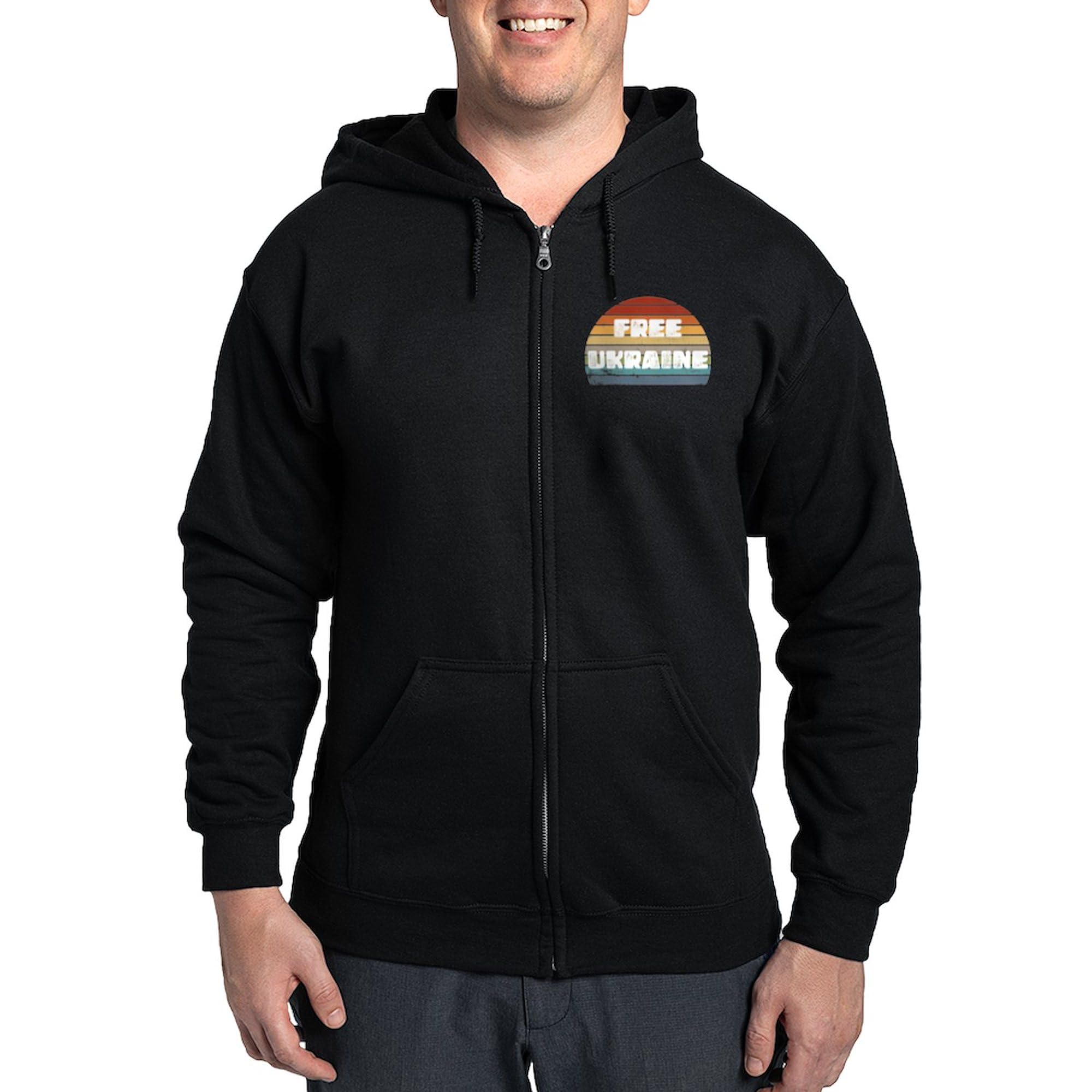 Free Ukraine Men's Zip-Up Hoodie - Dark Zip-Up Hooded Sweatshirt for Patriotic Support | Casual Wear, Street Style & Protest Apparel