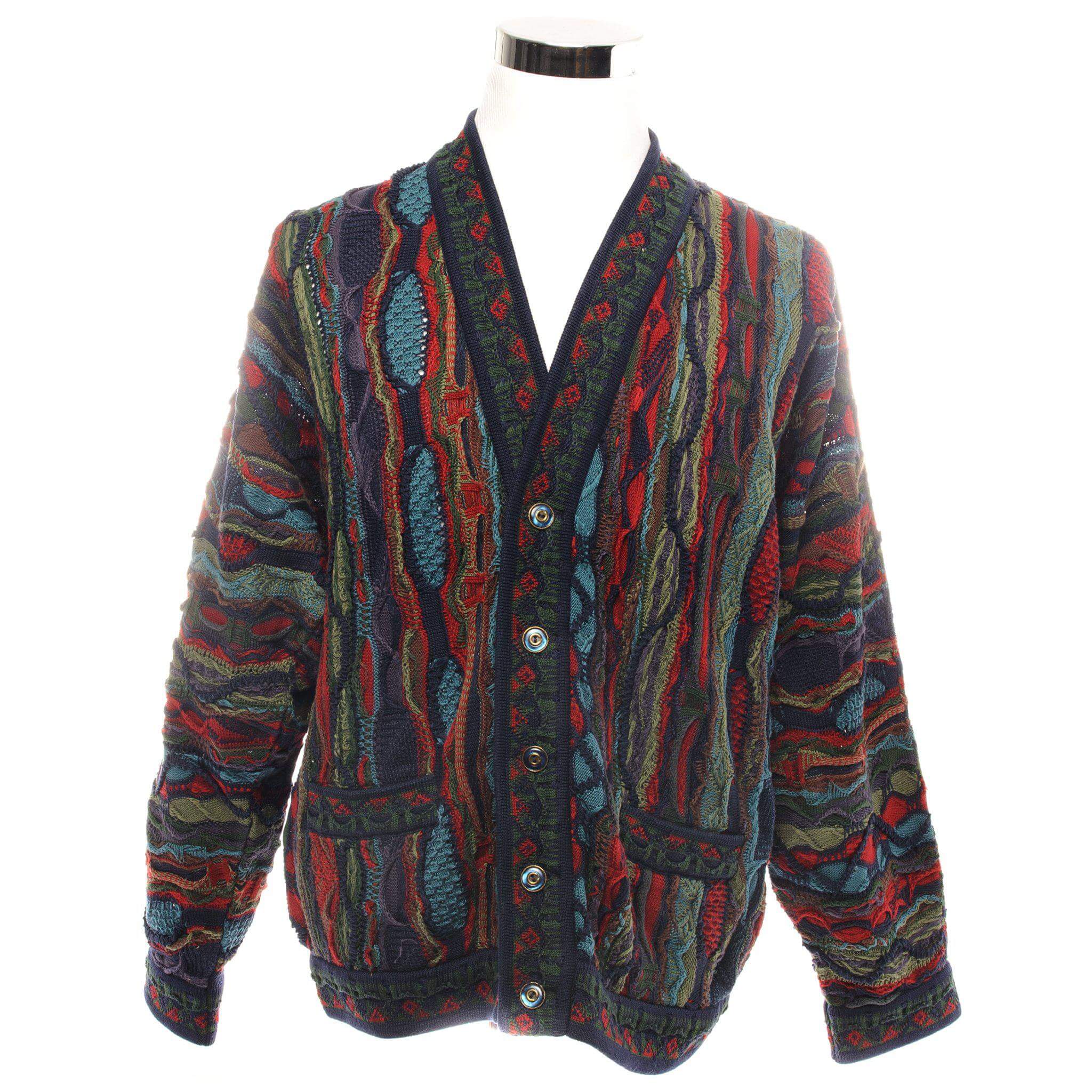 Vintage Coogi Sweater Men's Large - 90s Retro Knit Cardigan for Casual Wear & Street Style Outfits