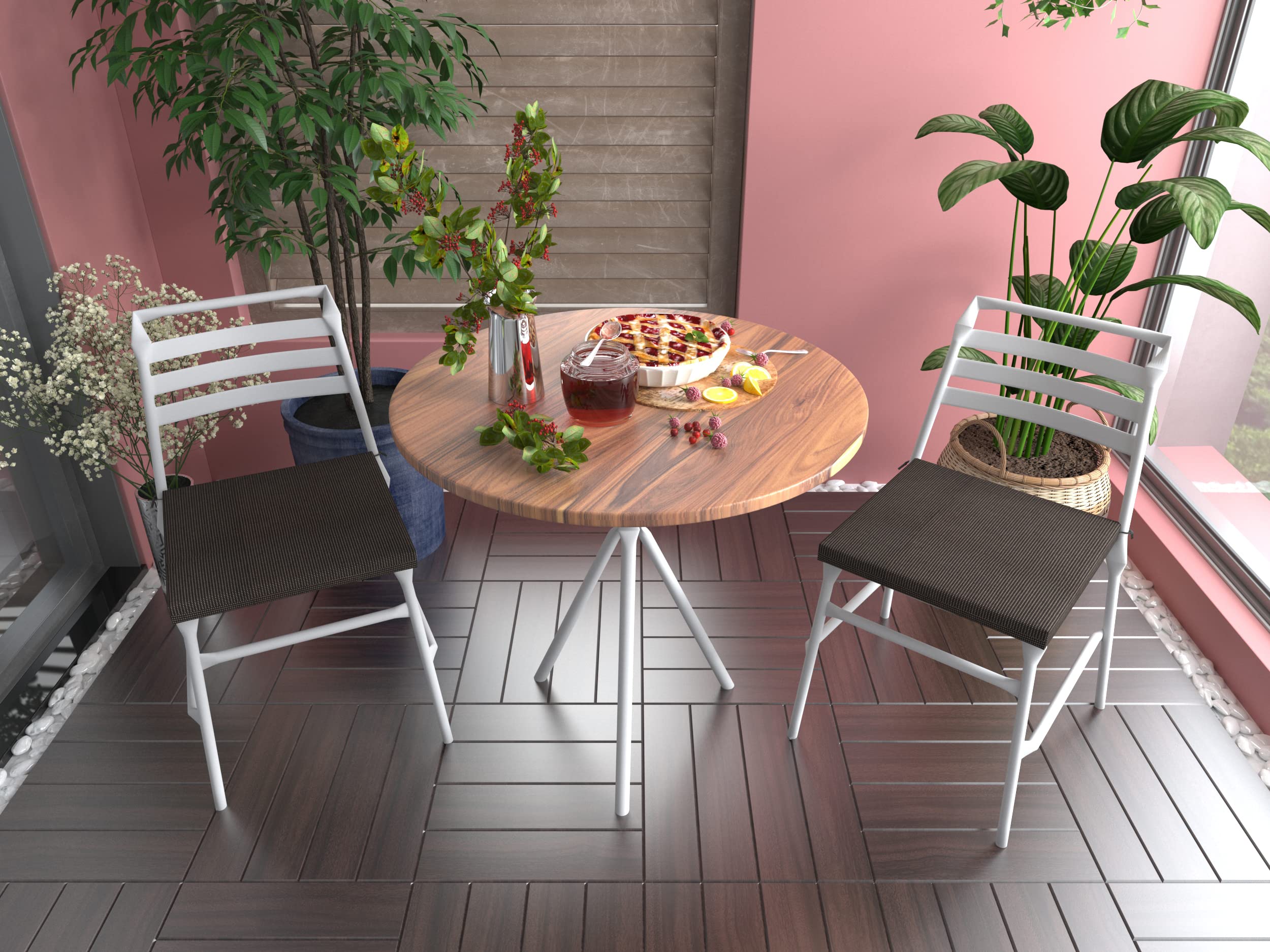 19x19 Inch Patio Dining Chair Cushions Set of 2 - Waterproof Outdoor Seat Pads with Ties, Bright Red - Perfect for Garden, Deck, Poolside & Indoor Dining Chairs