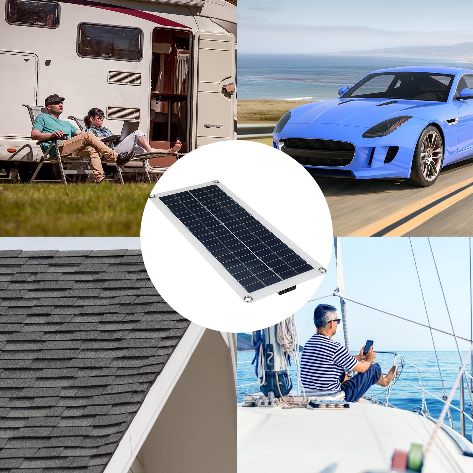 12V Solar Panel Kit with Battery Maintainer - 10W/30W/100W Solar Charger Controller, 10A-100A Polycrystalline Solar Starter Kit - Outdoor Solar Charger for RV, Car, Boat, Marine & Phone Charging | Perfect for Off-Grid Power, Camping & Emergency Backup