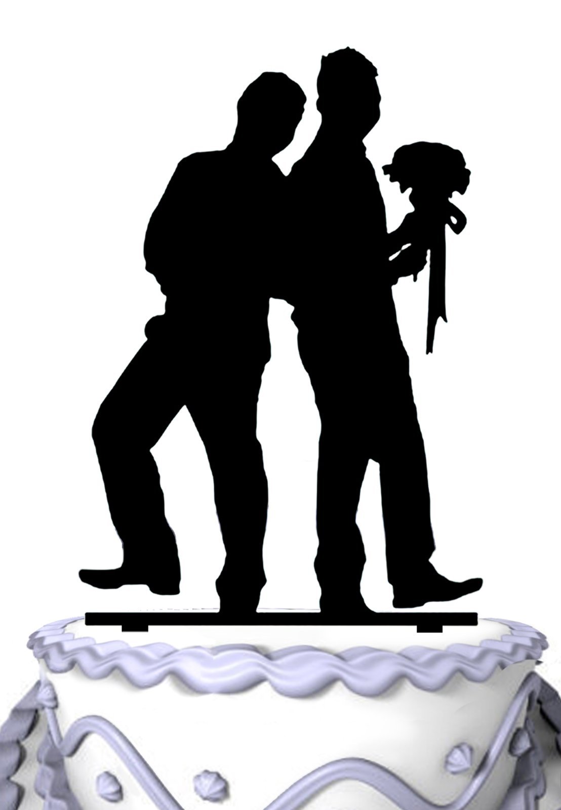 Same Sex Mr & Mr Wedding Cake Topper - Handcrafted Resin Couple Figurine with Flowers - Perfect for Gay Weddings, Anniversary Cakes & LGBTQ+ Celebrations